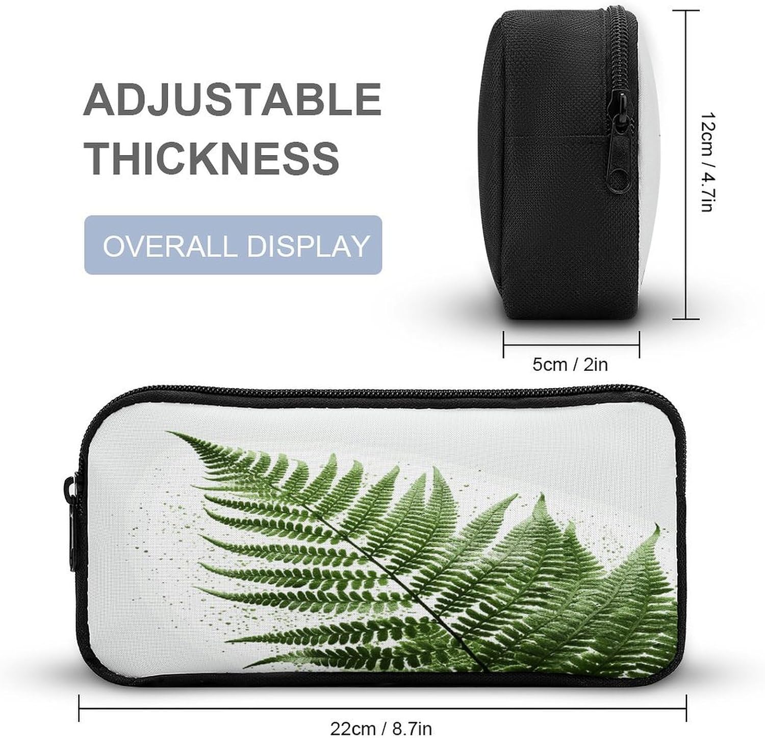 Natural Plant Silhouette Fern Leaf Makeup Bag Toiletry Bag Cosmetic Bag image 2