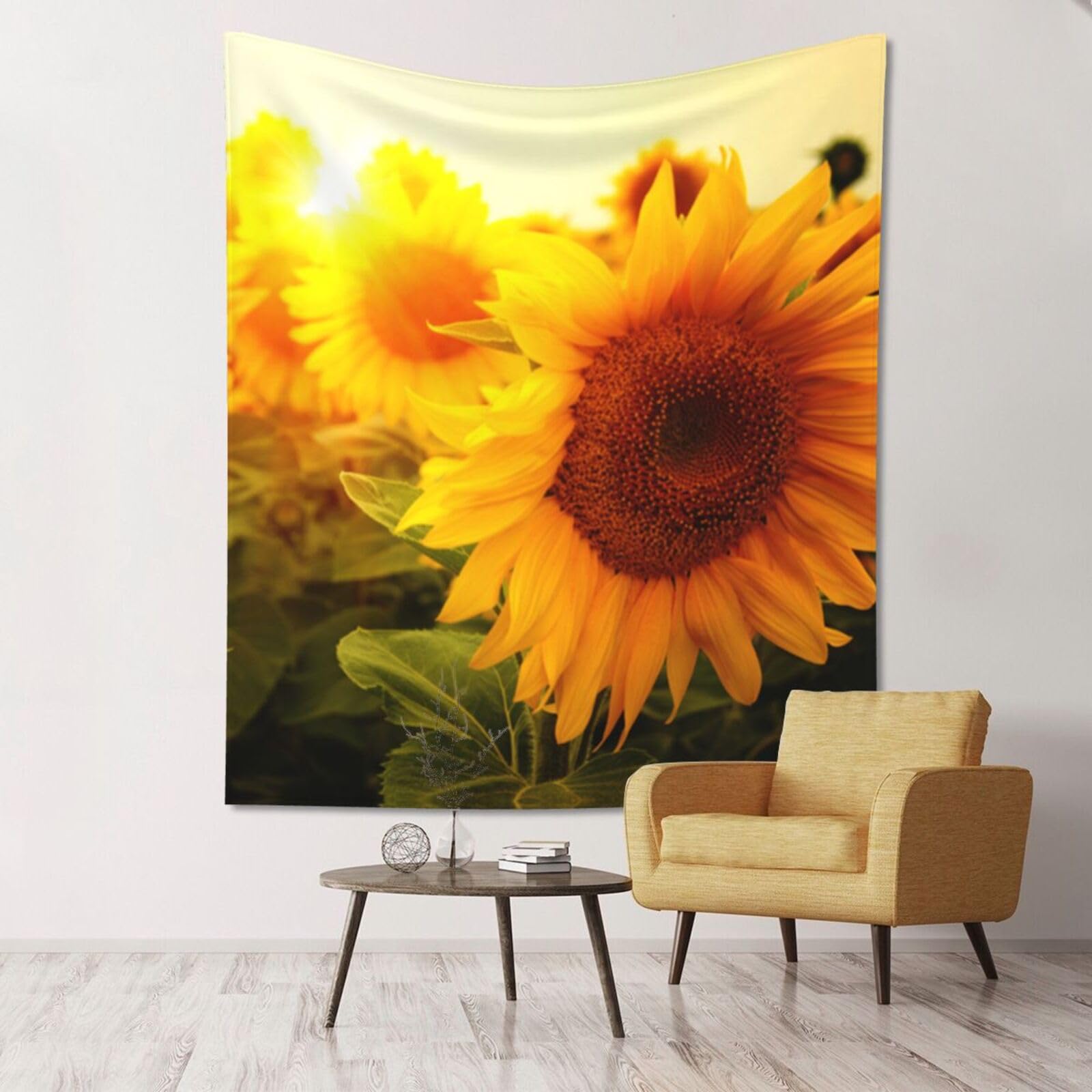 WKSGDSG Large Wall Hanging, Machine Washable Tapestry For Dorm Room, Sunflower, Lightweight Polyester Wall Art For Bedroom Living Room, 152x130cm