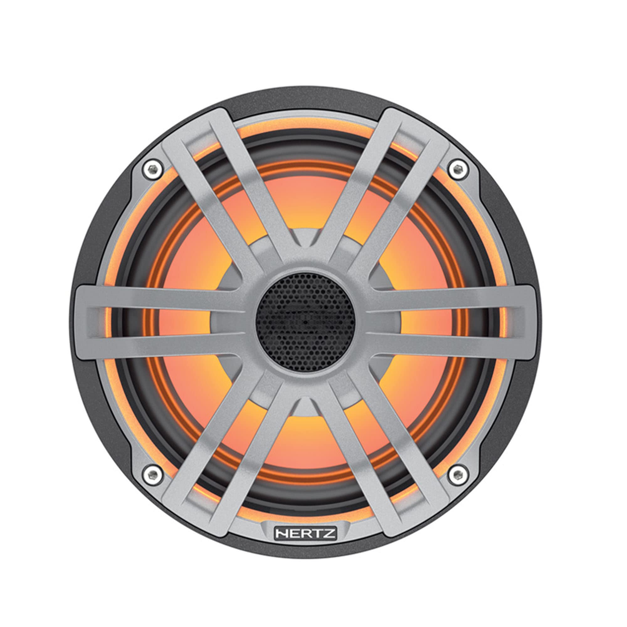 Hertz HEX 6.5 S-LD-G – 165-mm Marine-Koaxiallautsprecher-Paar mit RGB-LED-Beleuchtung und grauem Sportgitter