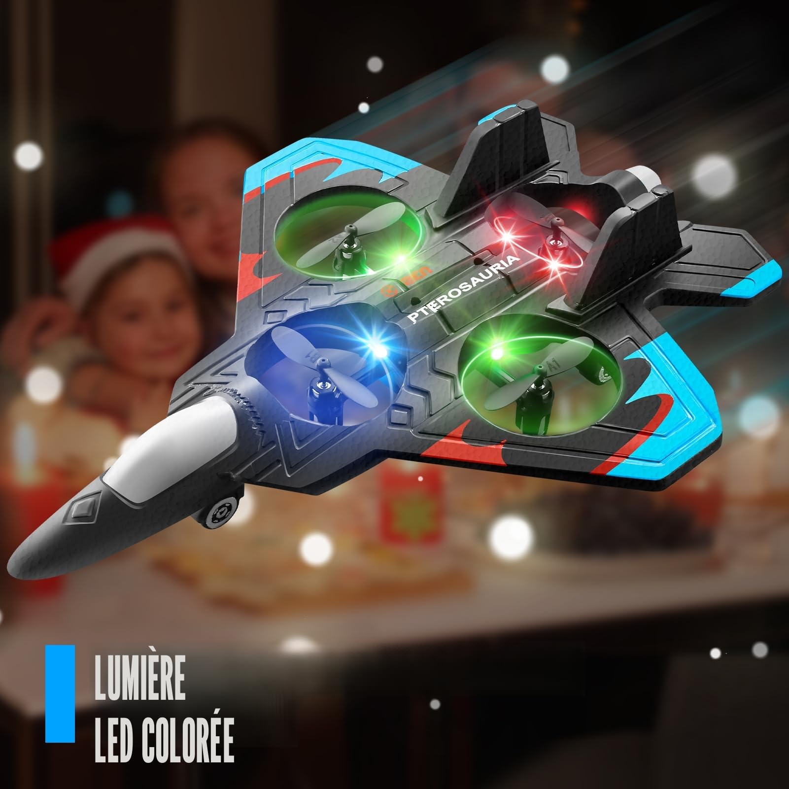 4DRC Avion V32 Télécommandé Jet avec Lumières Flip 360° Maintien de Hauteur Mode sans Tête Démarrage 1 Clic