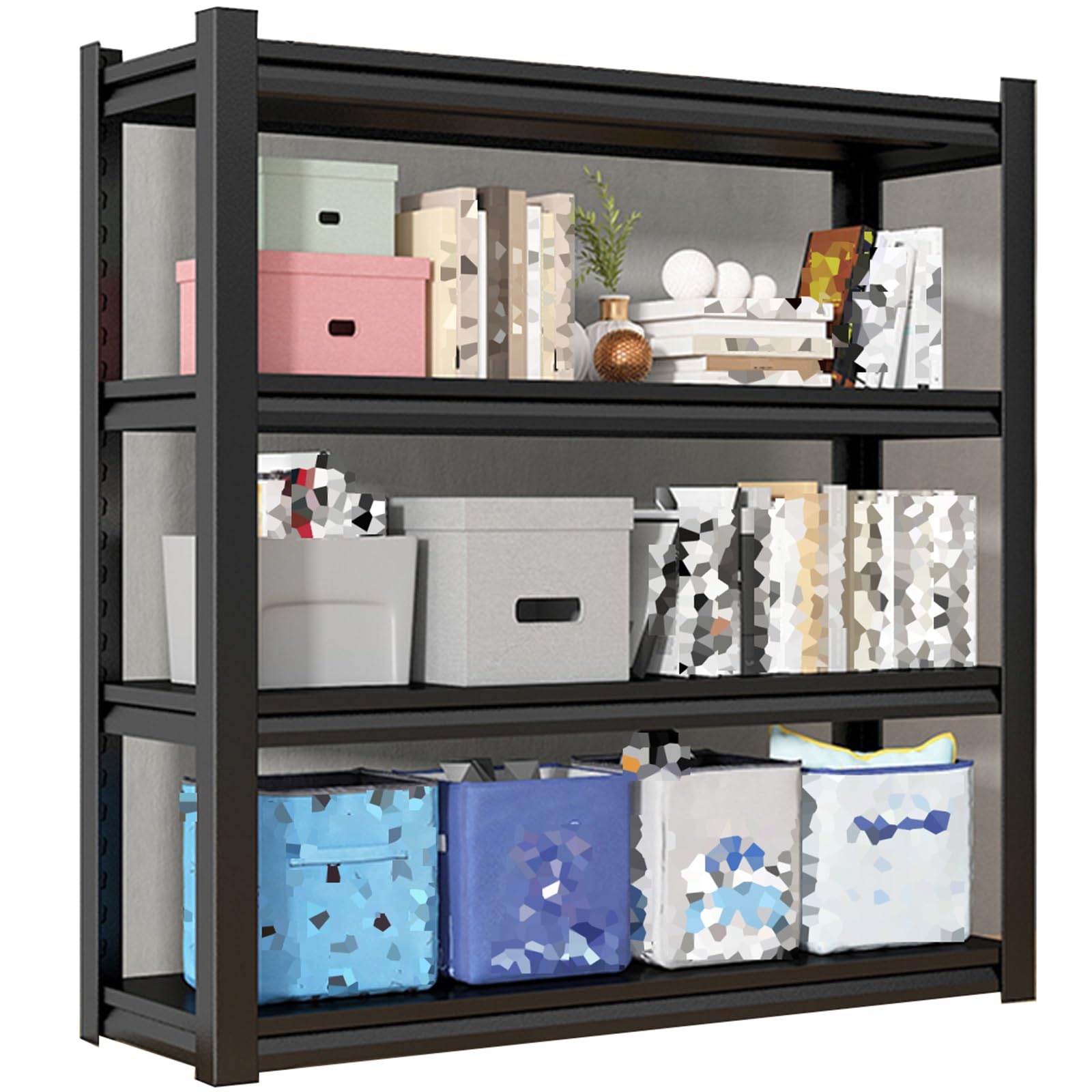 WIGING 4-stöckiges Metall- Regal, Hochleistungs- Garage- Lagerregale, 138cm/160cm Hoch Verstellbar Industrielles Allzweckregal Für Küche Supermarkt(90x50x138cm)