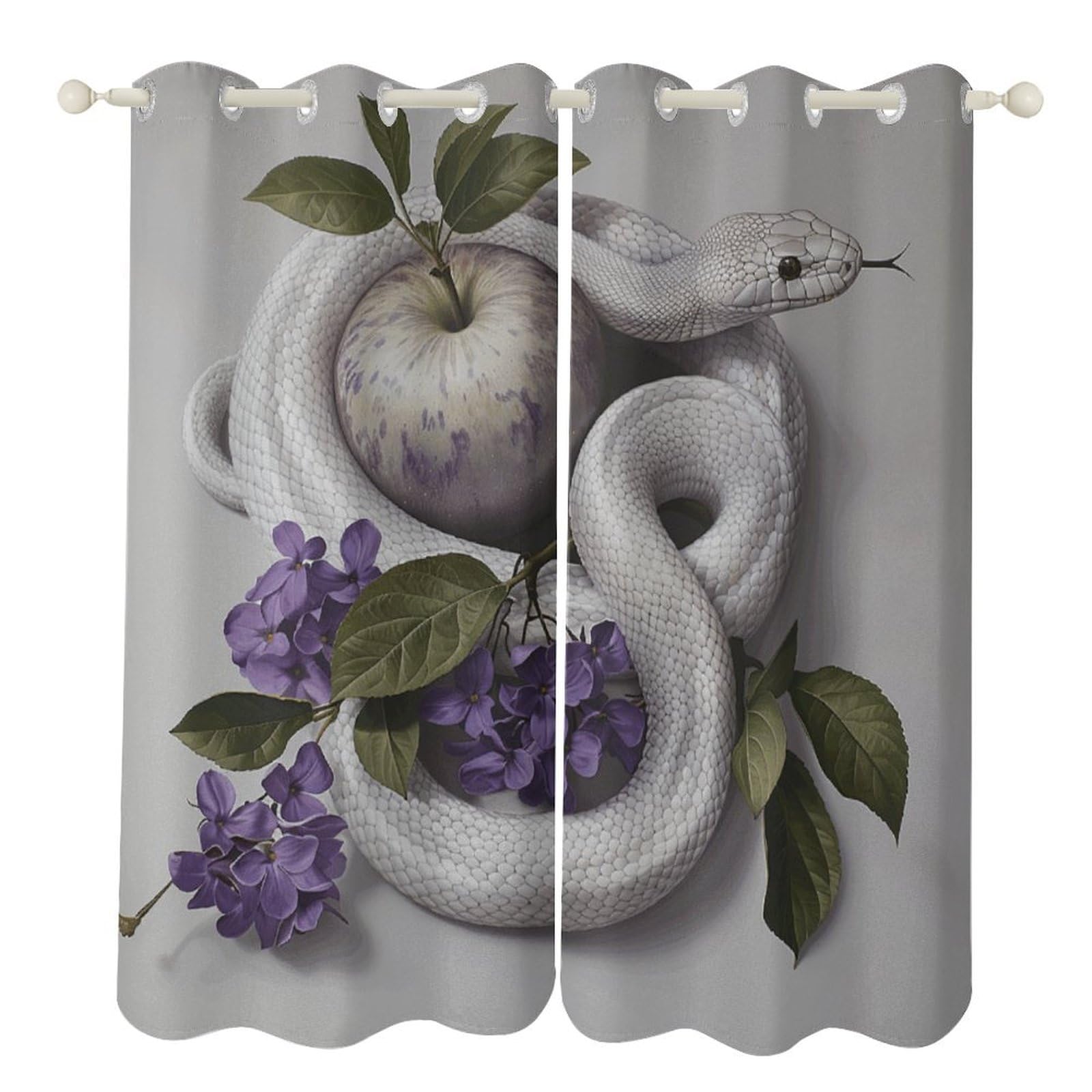 Rideaux occultants de salon motif serpent et fleur pour une ambiance cosy