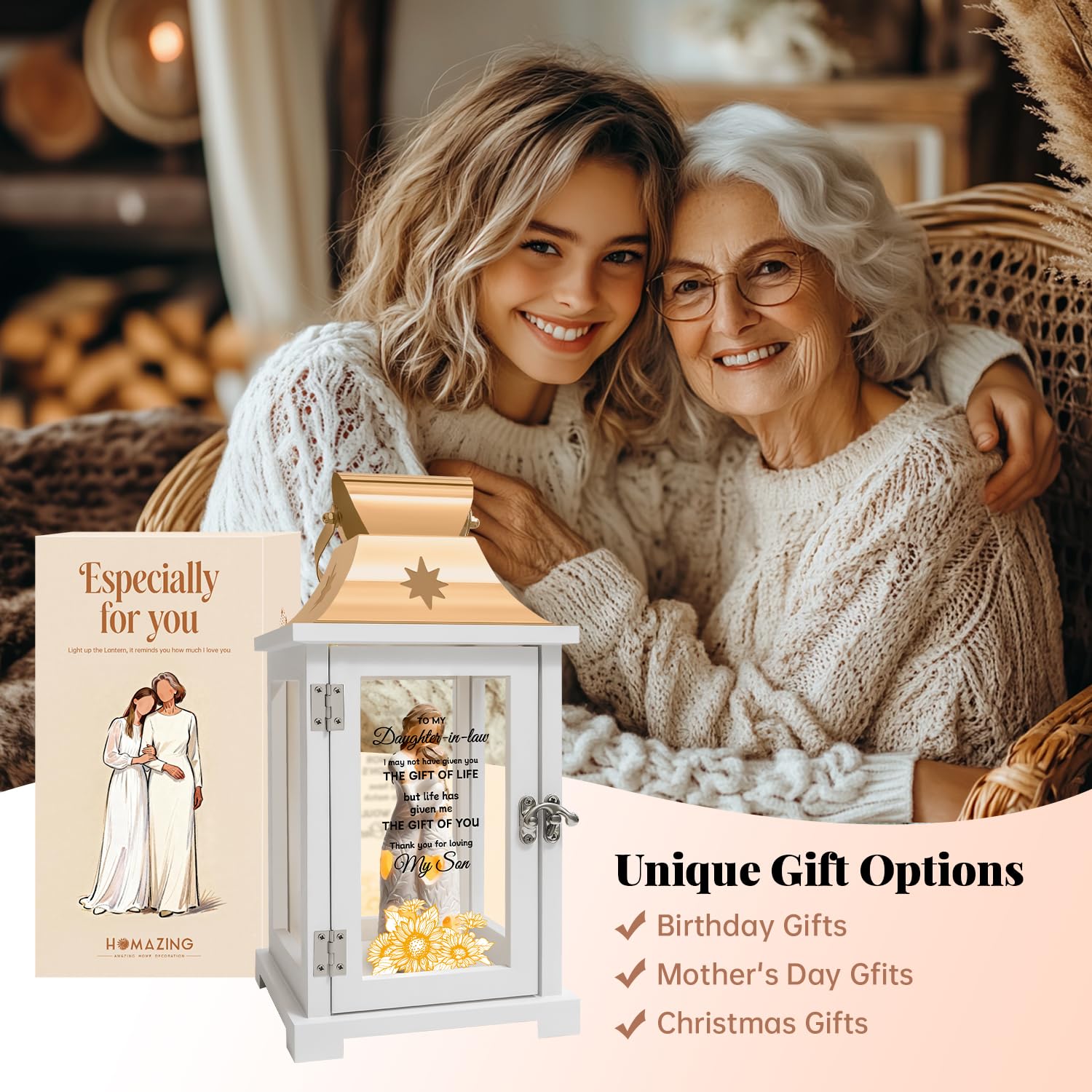 Daughter in Law Mothers Day Lantern Gift from Mother in Law to My Daughter in Law Figure Lantern Surprise, Christmas, Birthday Gift for Daughter in Law