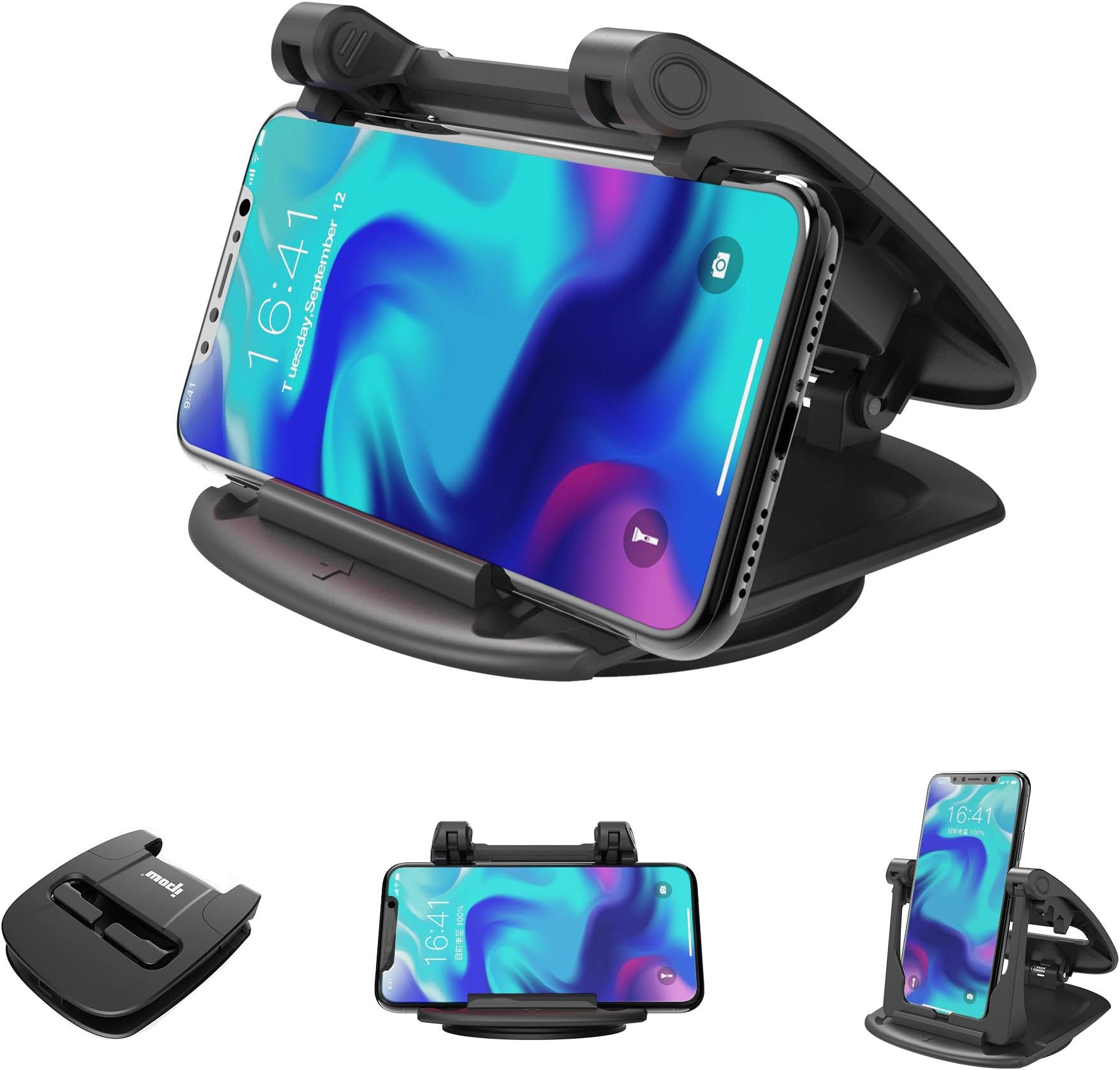 IPOW Universal 360 Degree Rotatable Car Dashboard Phone Mount Hold Phones Vertically/Horizontally, Car Cell Phone Holder Compatible with 3.5-6.8 Inch Phones iPhone 7 6 6s X XS 8 Plus Samsung S9 S8 S7