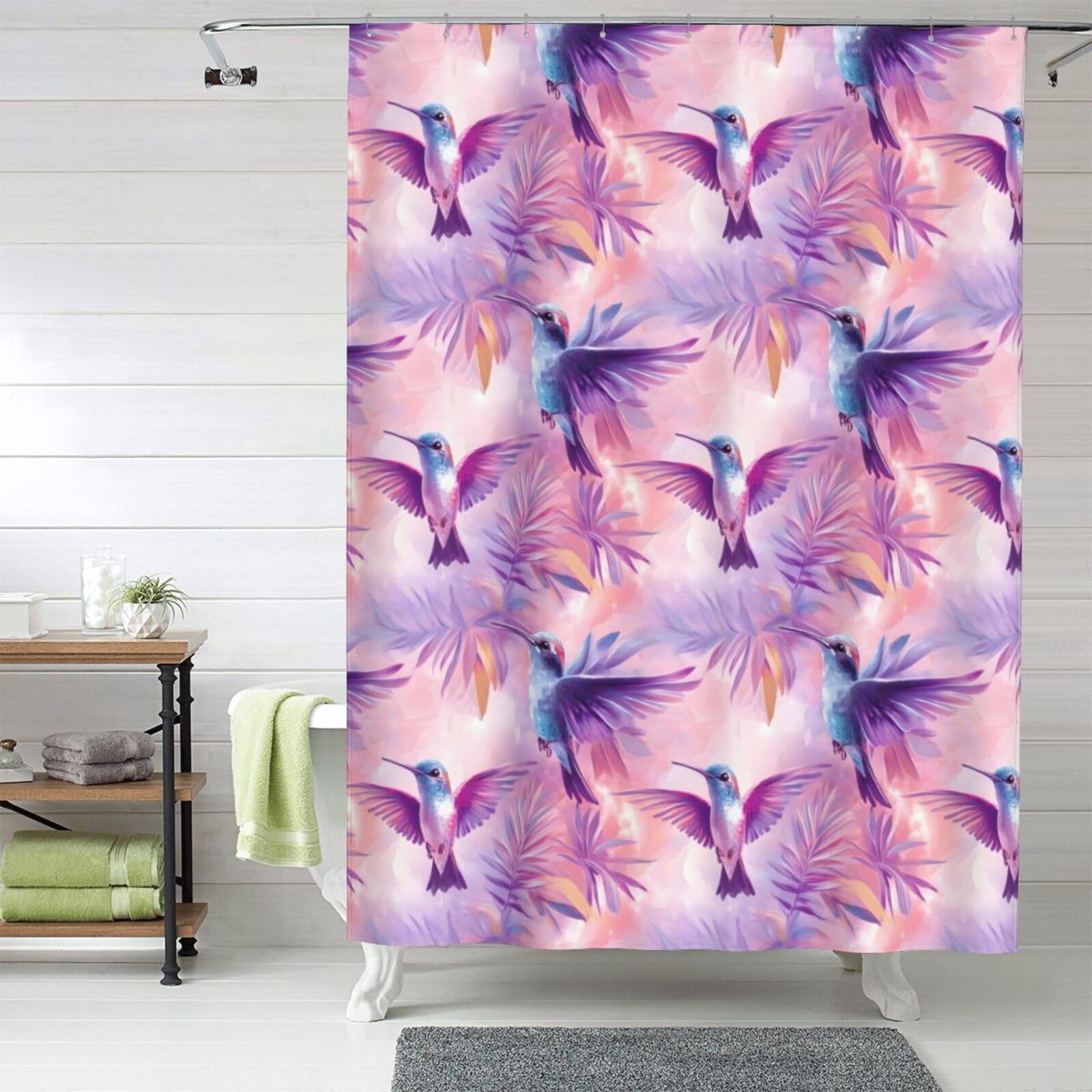 Rideau de douche colibri en tissu opaque 152x183cm pour une ambiance spa à la maison