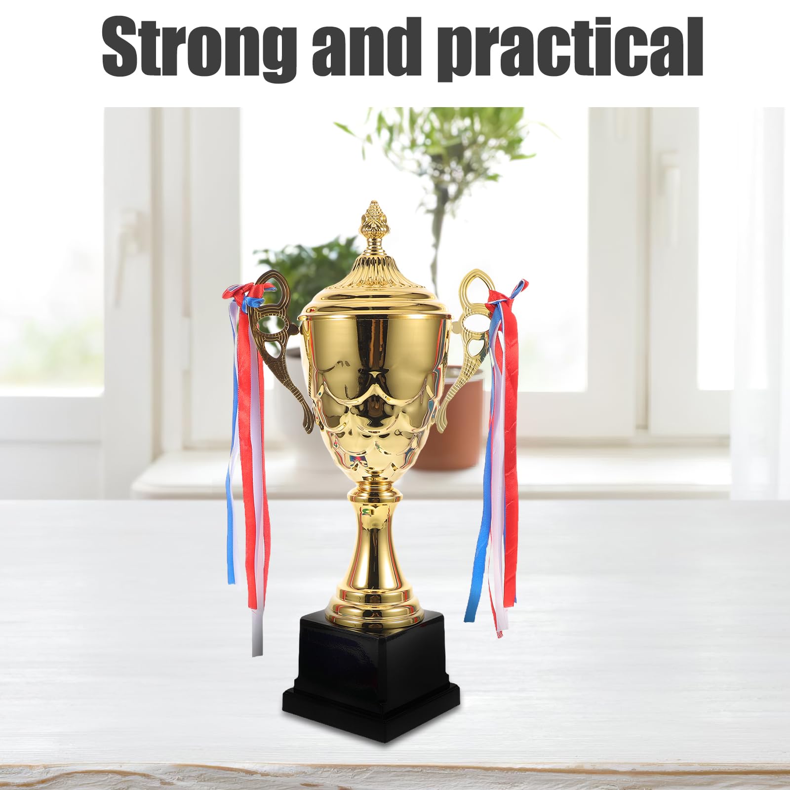 PACKOVE Juego de Trofeos y Medallas Deportivas de Oro 42 Cm con Medalla con Cinta para Torneos y Competiciones Deportivas, Conjunto de Trofeos de Competición para Eventos Deportivos