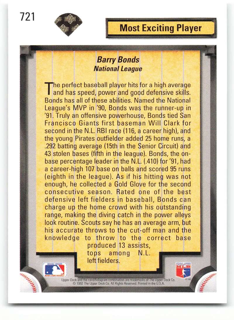 Wilson BARRY BONDS モデル BARRY BONDS - 1993 UPPER DECK FUTURE HEROES | eBay
