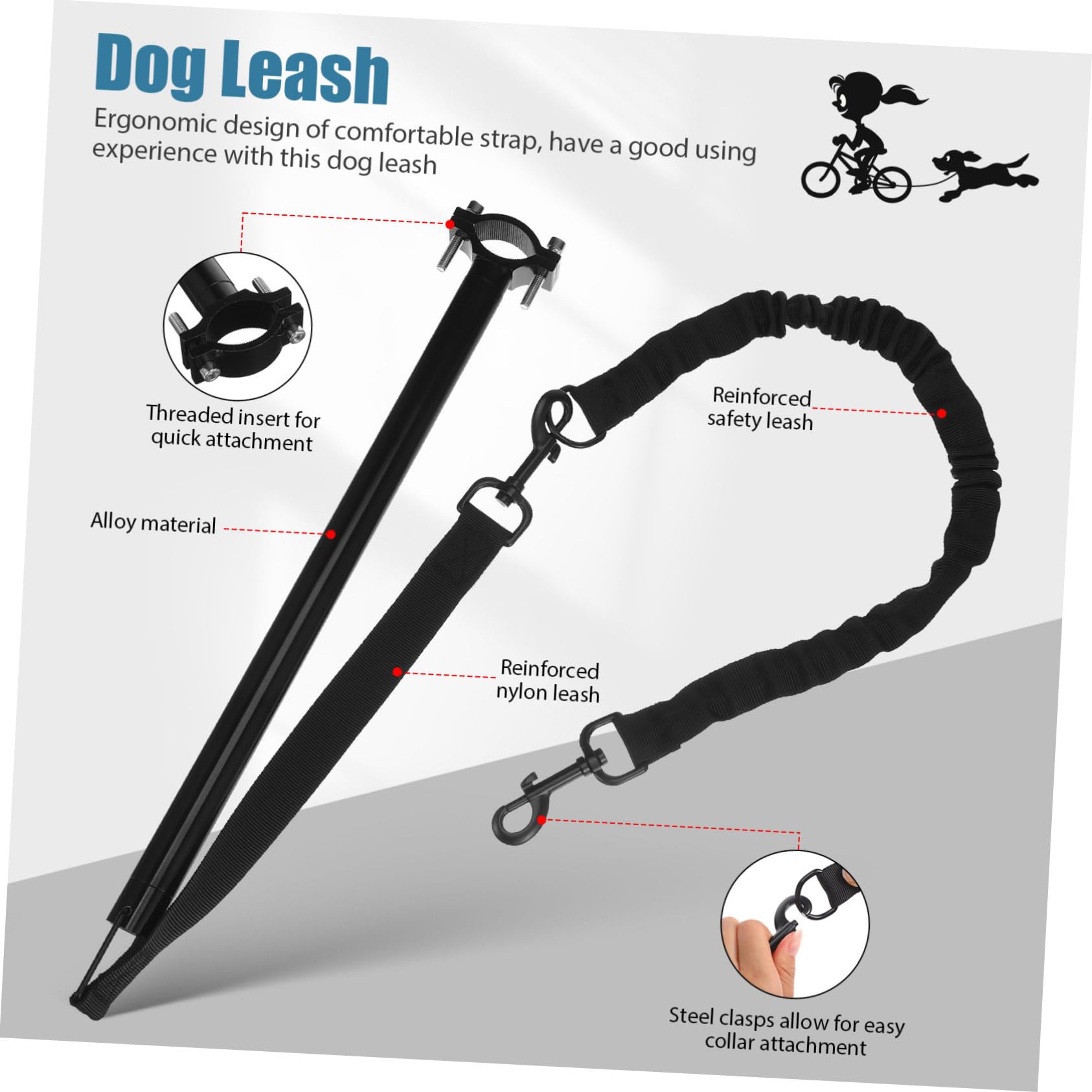 BESPORTBLE Guinzaglio Per Cani Per Andare in Bicicletta Resistente Allo Strappo Regolabile Corda Di Trazione Antinodo Per Passeggiate All'aperto e Addestramento Animali Domestici