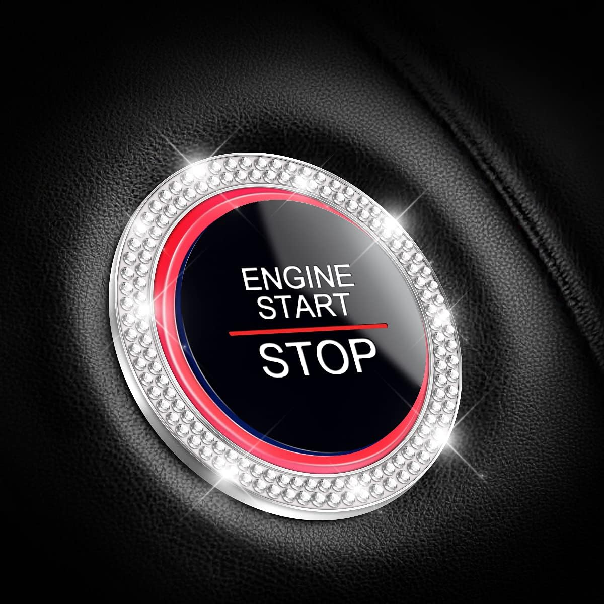 ONEMAJI Engine Start Stop Button Ring for Hyundai i20 Schrägheck 2 (II) GB I 2014-2018, Ignition Push Start Cover Trim Bling Crystal Decoration Interior Accessories,White
