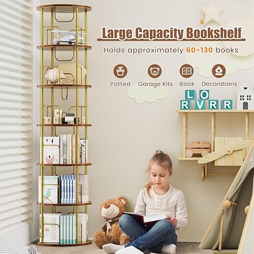 Miniatura 21 de Estantería giratoria de 5 niveles, torre giratoria apilable de 360 °, estantería giratoria de pie estrecha que ahorra espacio, estantería giratoria