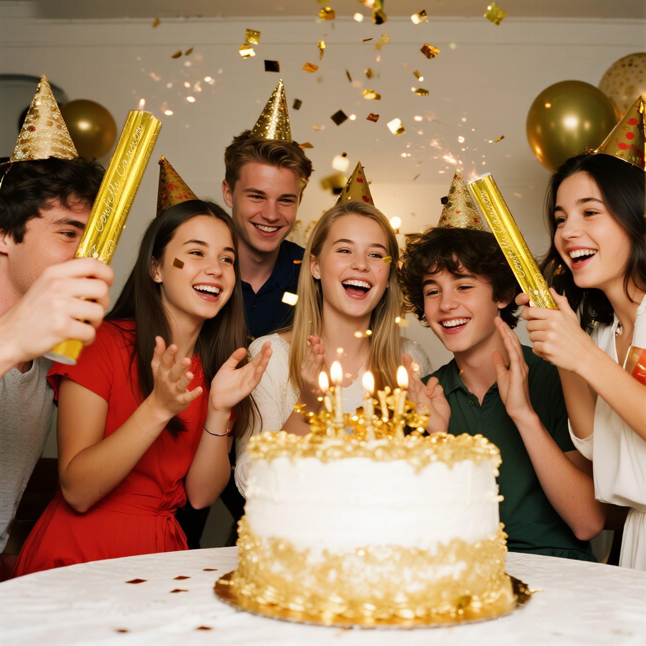 Konfettikanonen, goldfarben, 5er-Pack, 30,5 cm, Party-Popper für alle Feiern: Hochzeiten, Weihnachten, Jubiläen und mehr