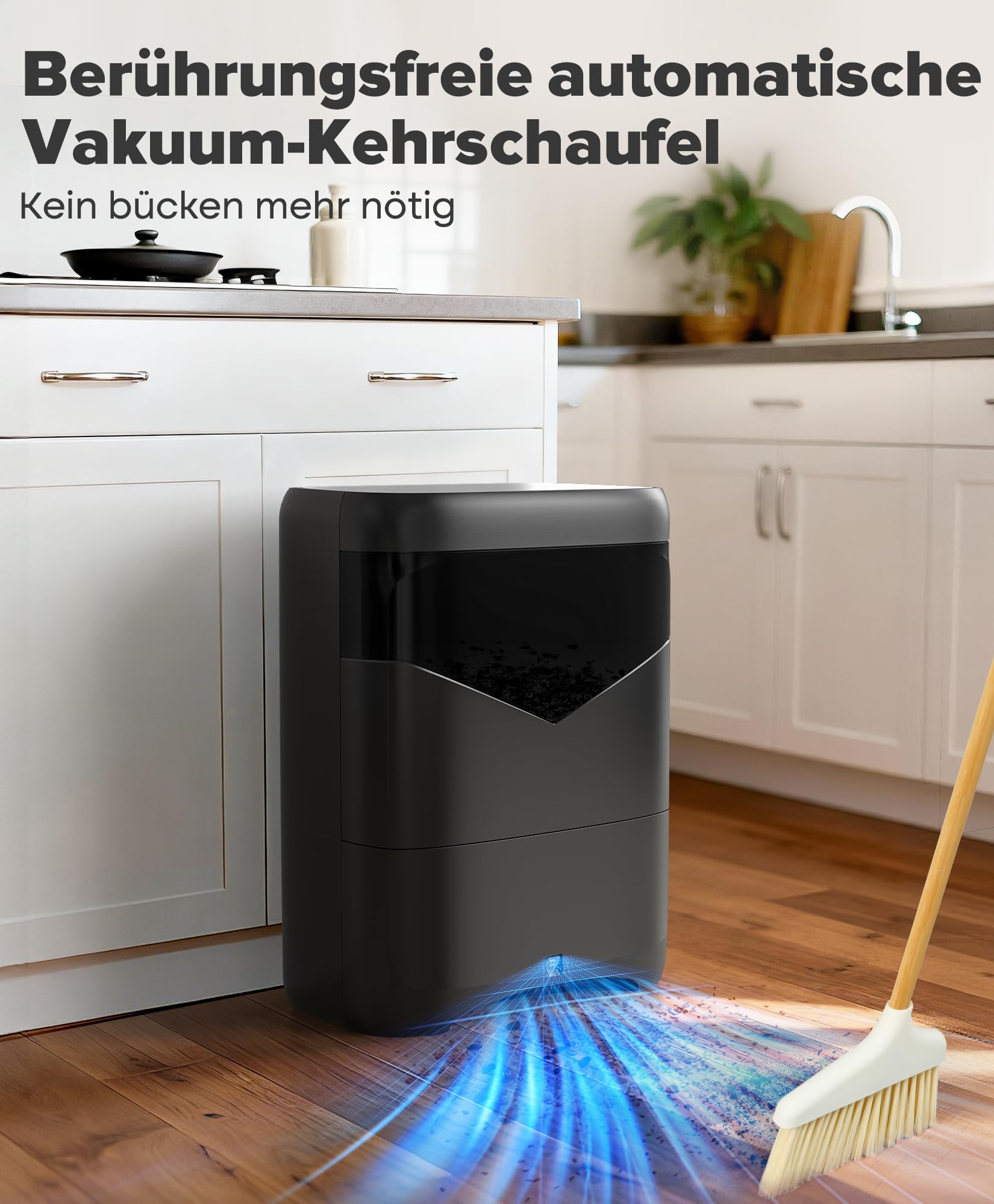 Berührungslose Automatische Kehrschaufel, Ohne Beutel & 20 kPa Saugkraft | 6L Staubbehälter Mülleimer mit Infrarot-Sensor, 2 Modi Elektrische Vakuum Kanister, Staubsauger für Salons, Tierhaare