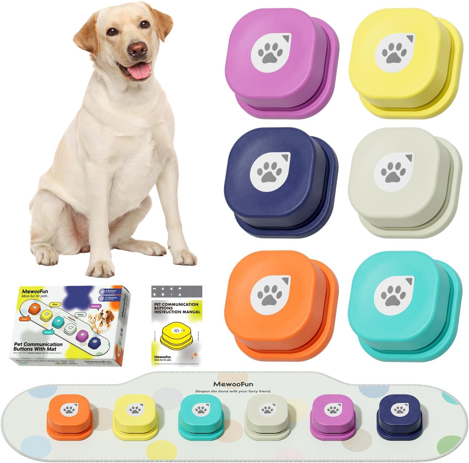 MEWOOFUN Dog Buttons, Dog Buttons Training Words, Dog Talking Buttons ...