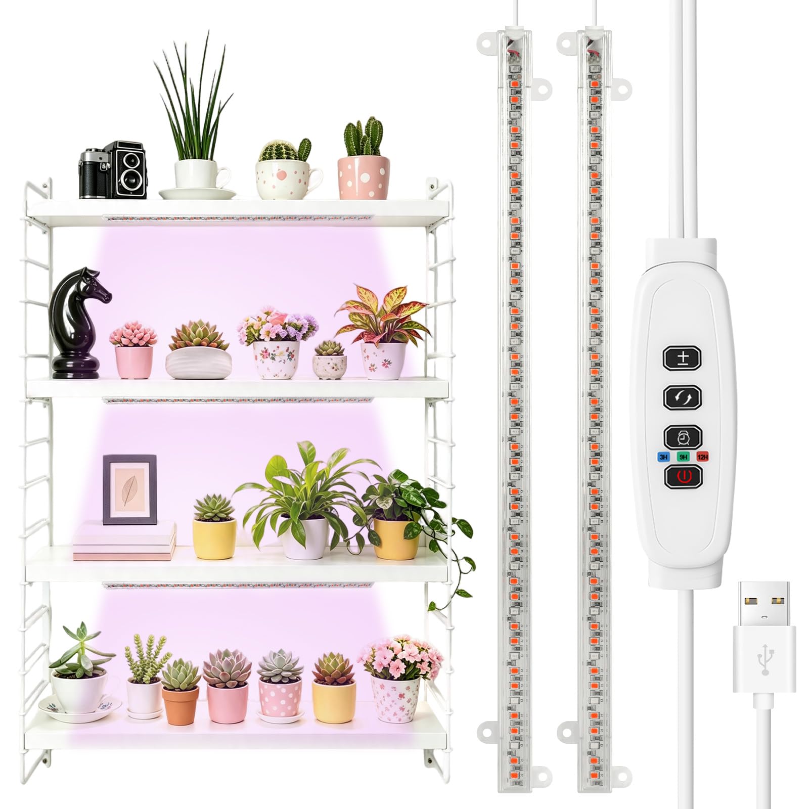 Ainiv LED Plant Grow Light Strip, 2 Heads Grow Lamp, Full Spectrum