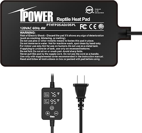 Vista 25 de iPower Almohadilla térmica para reptiles de 4 x 7 pulgadas con termostato ajustable, calentador debajo del tanque, tapete térmico para tortugas