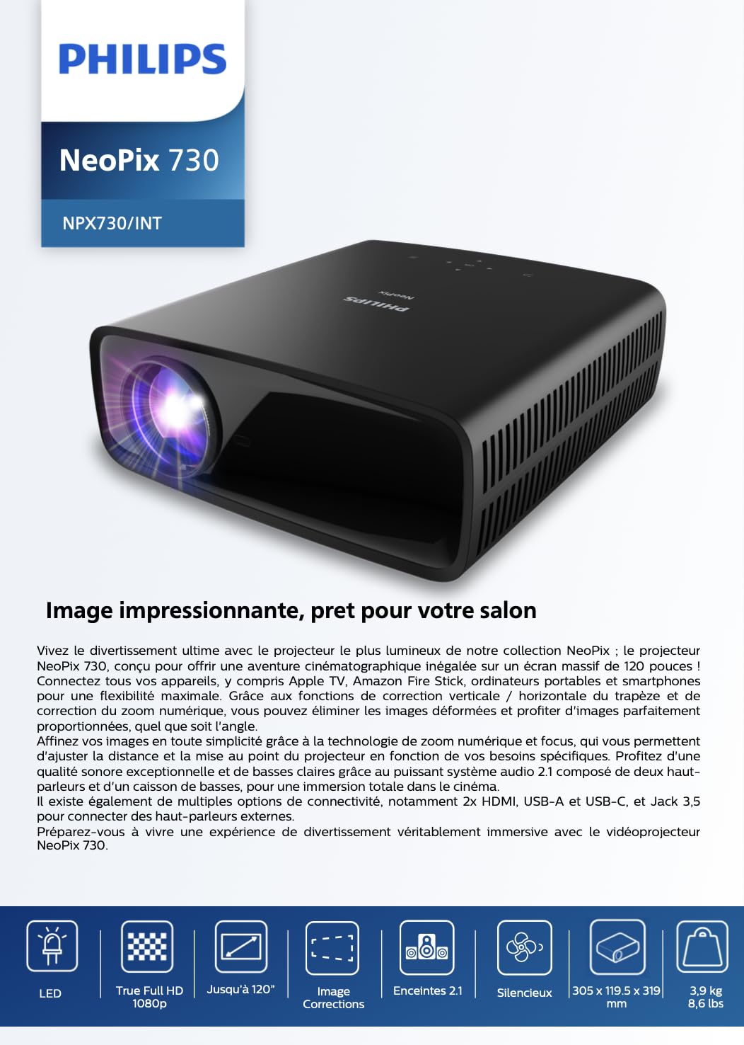 Philips Neopix 730 Projektor, Czarny