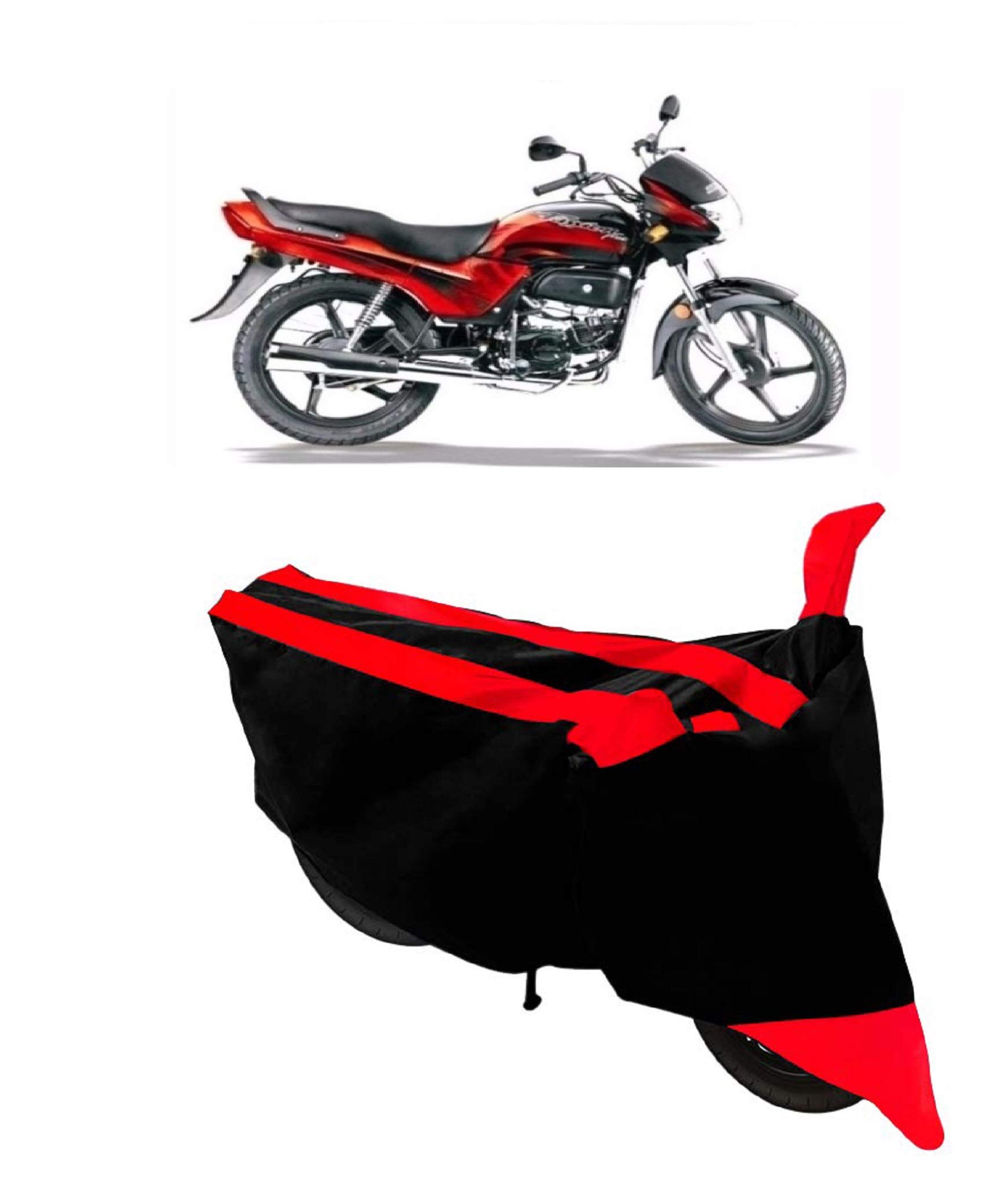 NEXTONPresents Semi Waterproof Bike Cover Compatible with Hero Passion Plus - Heatproof Fabric (Red)|Bike Accessories