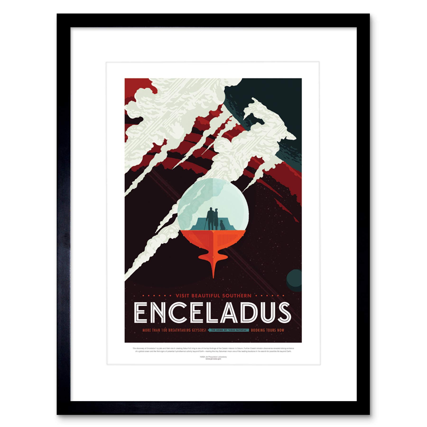 Wee Blue Coo NASA Space Travel Ad Southern Enceladus Framed Wall Art Print