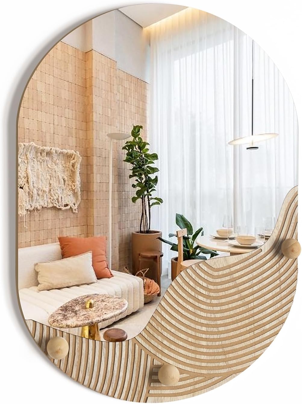 7PCS Gold Metal Wall Decor Bundle with 1-pack Farmhouse Wall Mirror for Living Room Office Bedrooms