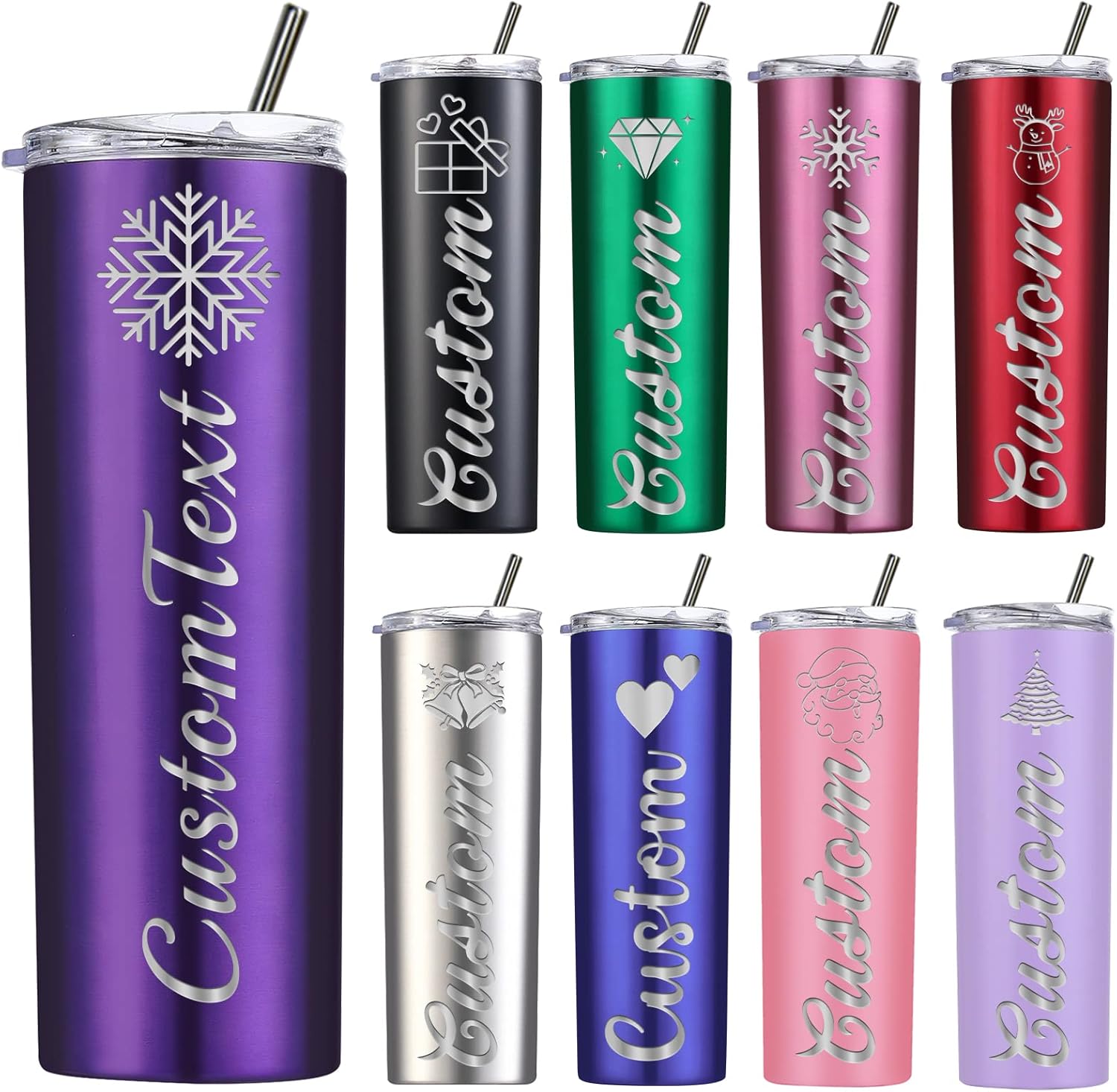 Westpearl 20 OZ Personalized Skinny Tumblers,Gift for Christmas,Custom Stainless