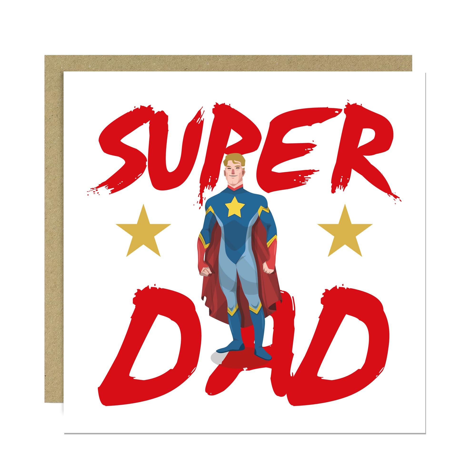 RED OCEAN Super Dad Card For Fathers Day Birthday Superhero Card For Dad From Daughter Son 145x145mm With Kraft Envelope Father's Day Happy Birthday Daddy