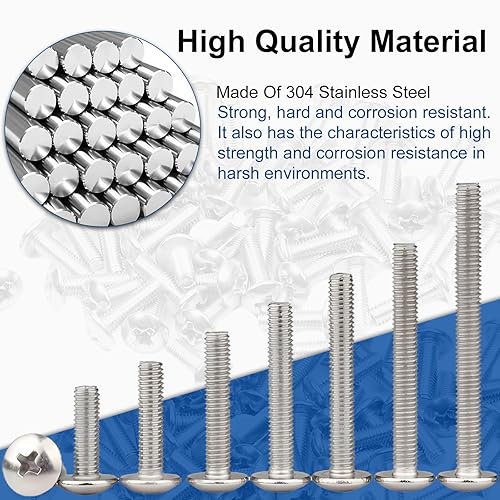 Miniatura 4 de MroMax 30 tornillos de máquina de cabeza de armadura M4 x 0.472 in, Phillips Drive, tornillo de cabeza de truss cruzado, acero inoxidable 304,