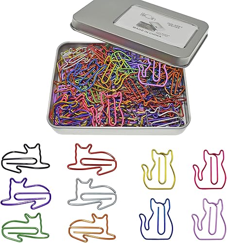 100 clips de papel para gatos, bonitos clips para marcapáginas, regalos para amantes de los gatos para mujeres, suministros de oficina de gatos,