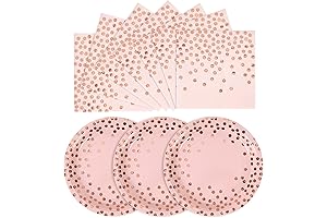 Pink and Rose Gold Birthday Plates 50 Pack