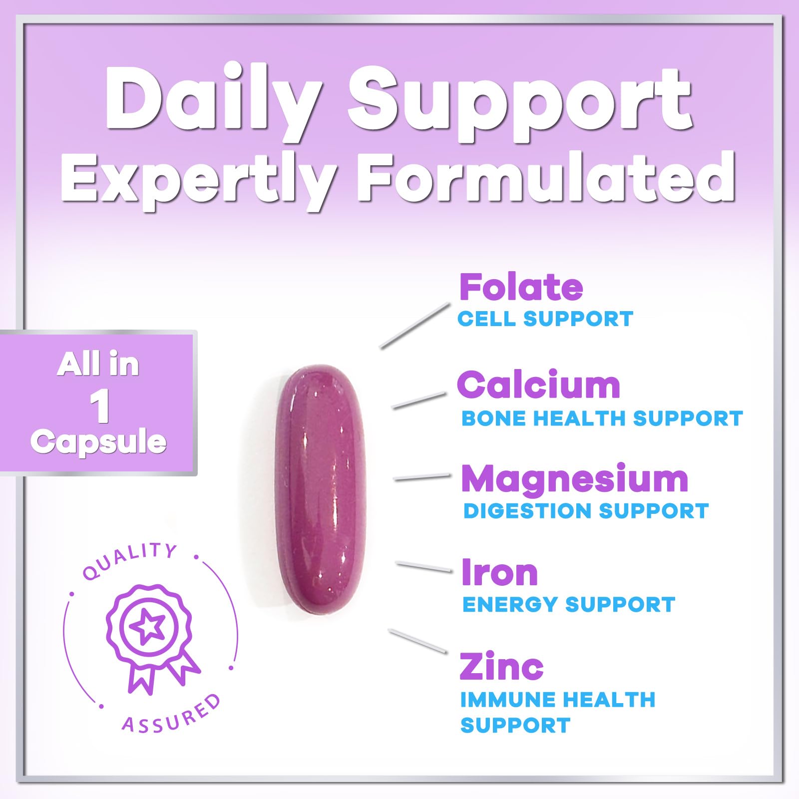 Multivitamin For Women - Complete Daily Woman's Multivitamins with Biotin, Calcium, Folic Acid, Iron, Zinc, Vitamin A, C, D, E & B Vitamins, Women's Hair Skin and Nails Supplements - 120 Softgels — Amazon image 6