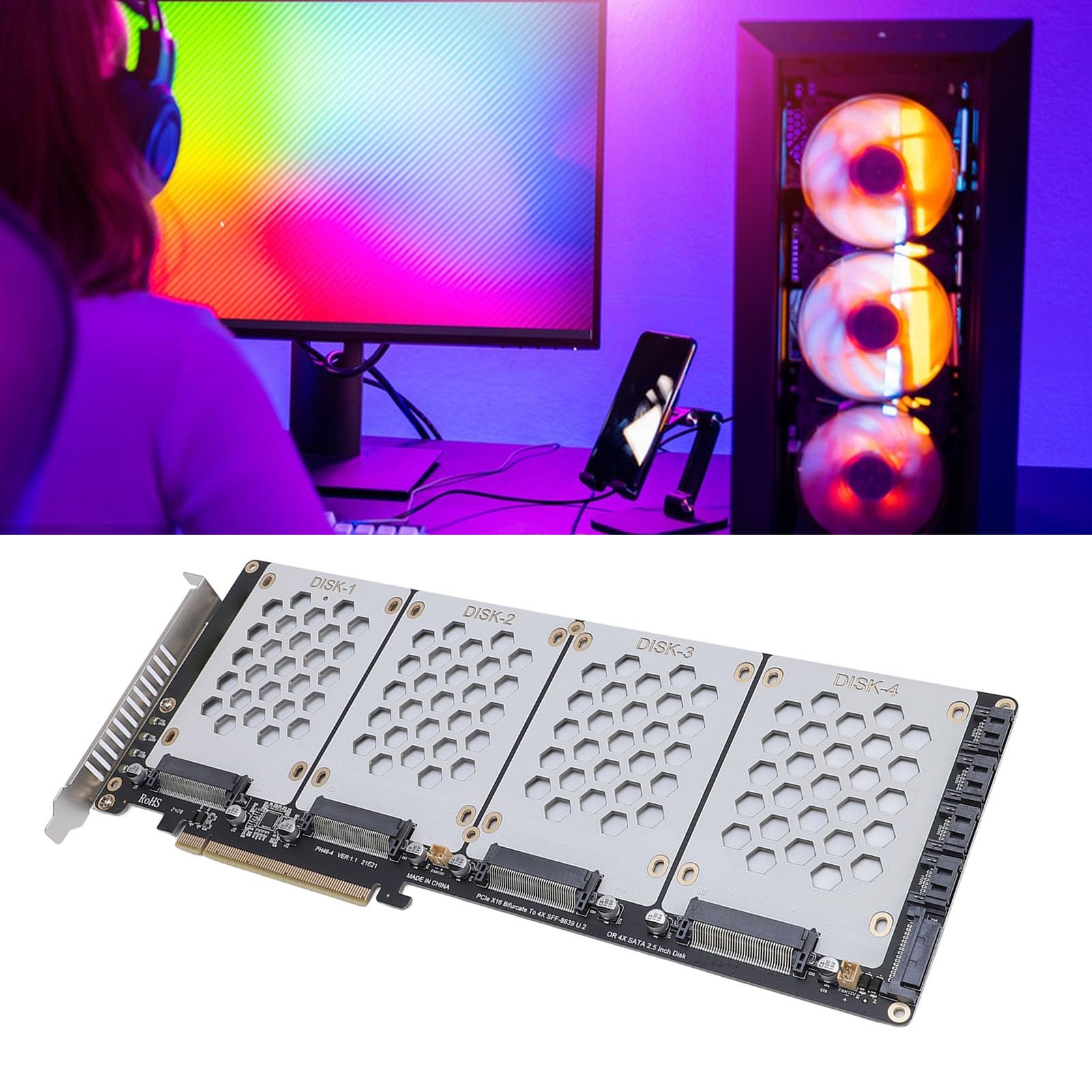 U.2 NVME to PCIe 4.0 X8 Adapter, for High Speed Data Transfer and Compatibility, Easy Installation with Stable Performance, for, Support