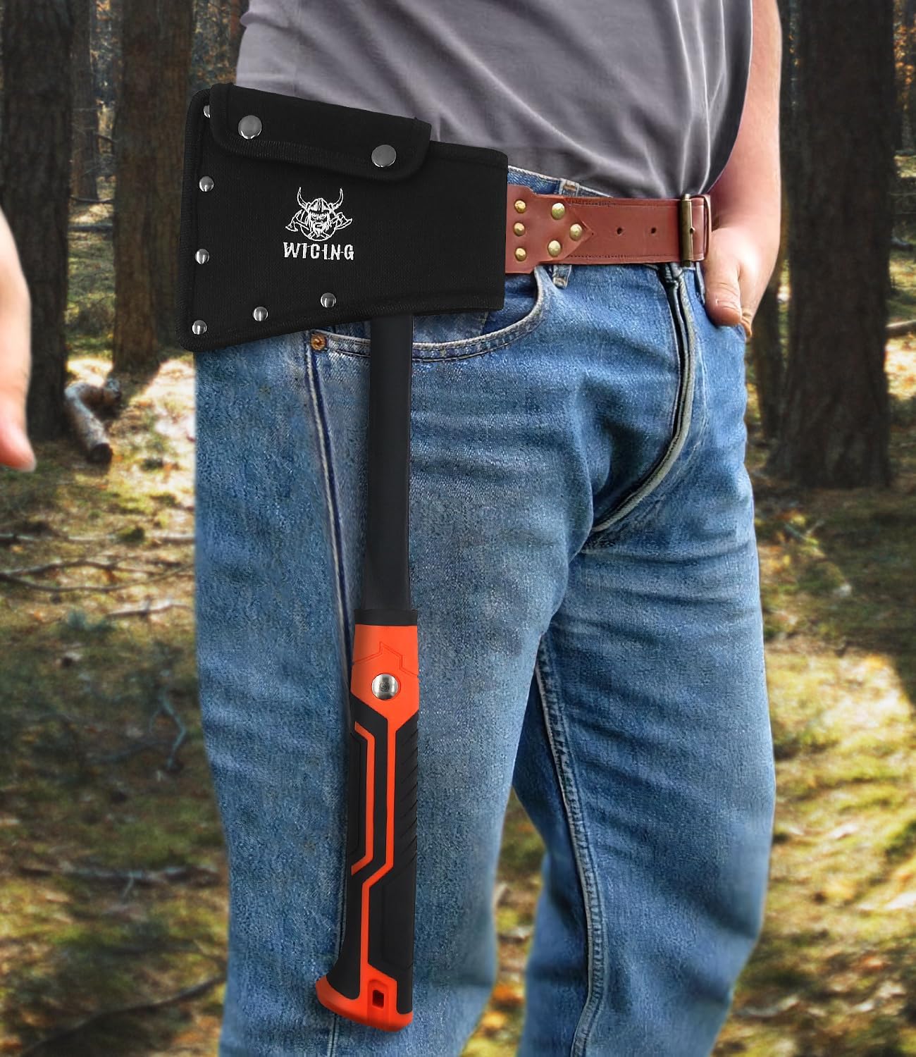 17" Hatchet, Camping Axe High Carbon Steel & Non-Slip Shock-Absorbing Grip with Nylon Sheath