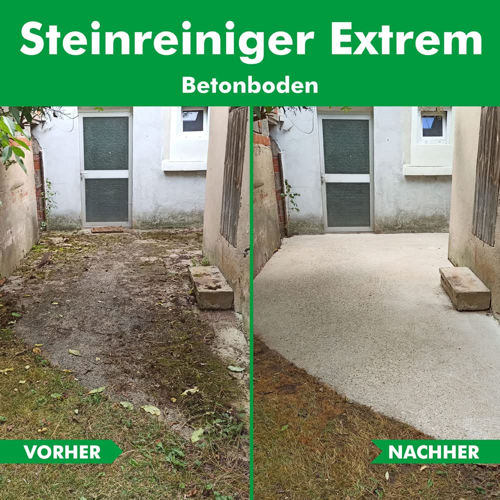 ABACUS® Steinreiniger Extrem 20 Liter, intensiver Steinreiniger für außen mit Sofortwirkung, entfernt sofort Schmutz, Grünbelag, Flechten & Algen auf und Stein in Minuten, Steinreiniger Intensiv außen