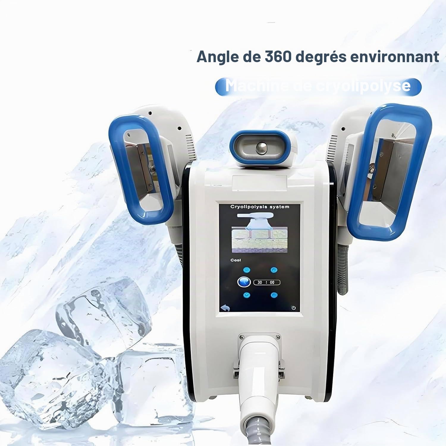 Appareil de cryolipolyse pour l'élimination des Graisses par Le Froid, avec 3 poignées, Appareil de beauté et d'amincissement.