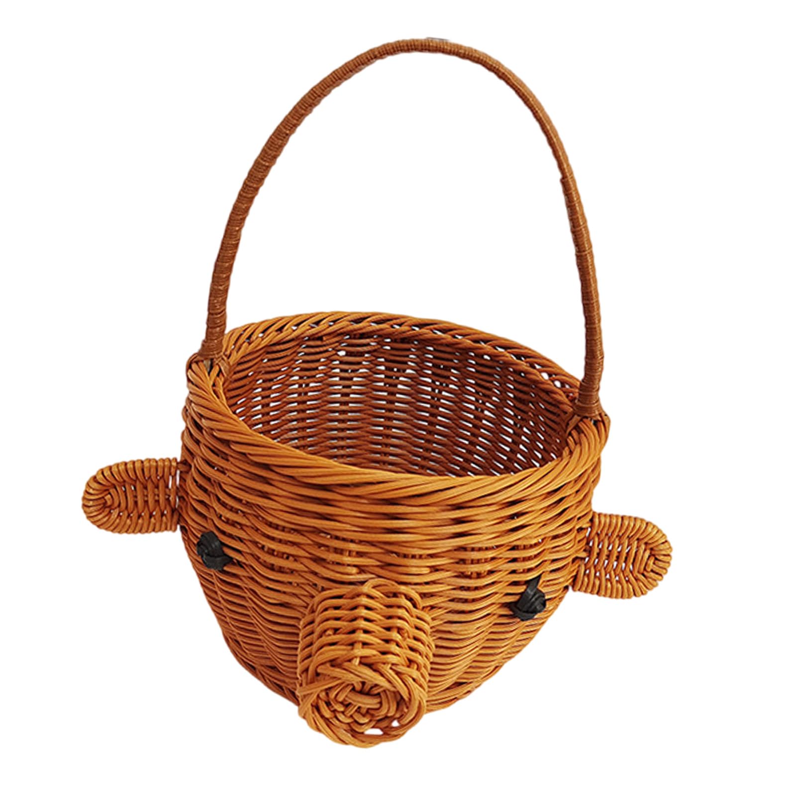 Kalttoy Decorative Piggy Shape Basket Unique Piggy Shaped Realistic Wicker Basket Multifunctional Home Storage Solution Bread Storage Organizers