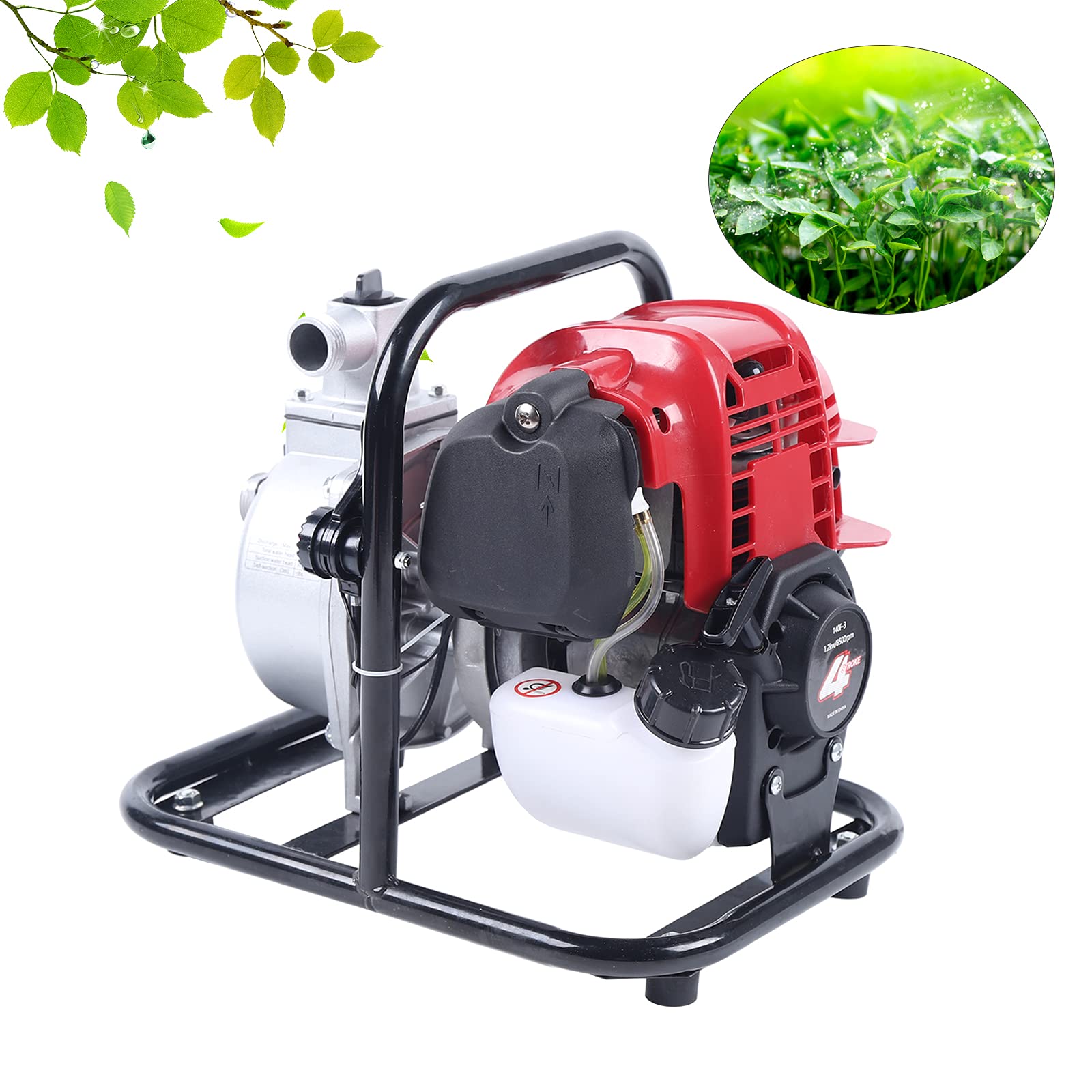 Bomba de agua de gasolina para jardín, 1 pulgada, 4 velocidades, para riego de jardín de un solo cilindro de alta presión, bomba de motor de gasolina, bomba de estanque, bomba de agua portátil, bomba