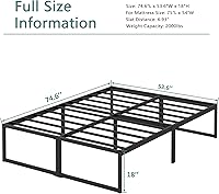 Vista 19 de 14 Inch Twin Bed Frame, No Box Spring Needed, Heavy Duty Metal Platform Bed Frame Twin, Strong Steel Slats Support, Noise Free, Easy Assembly, Black
