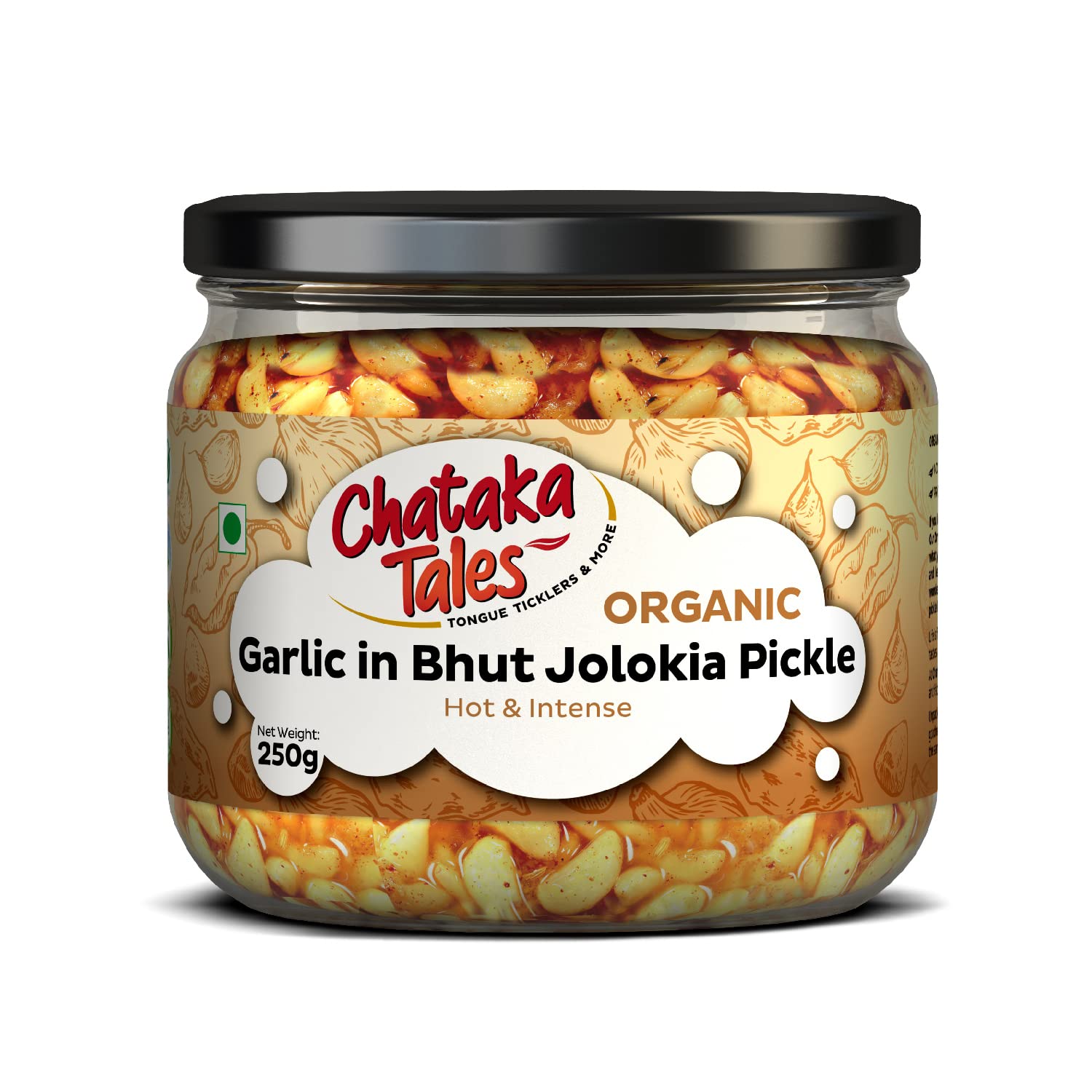 Organic Garlic in Bhut Jolokia Pickle