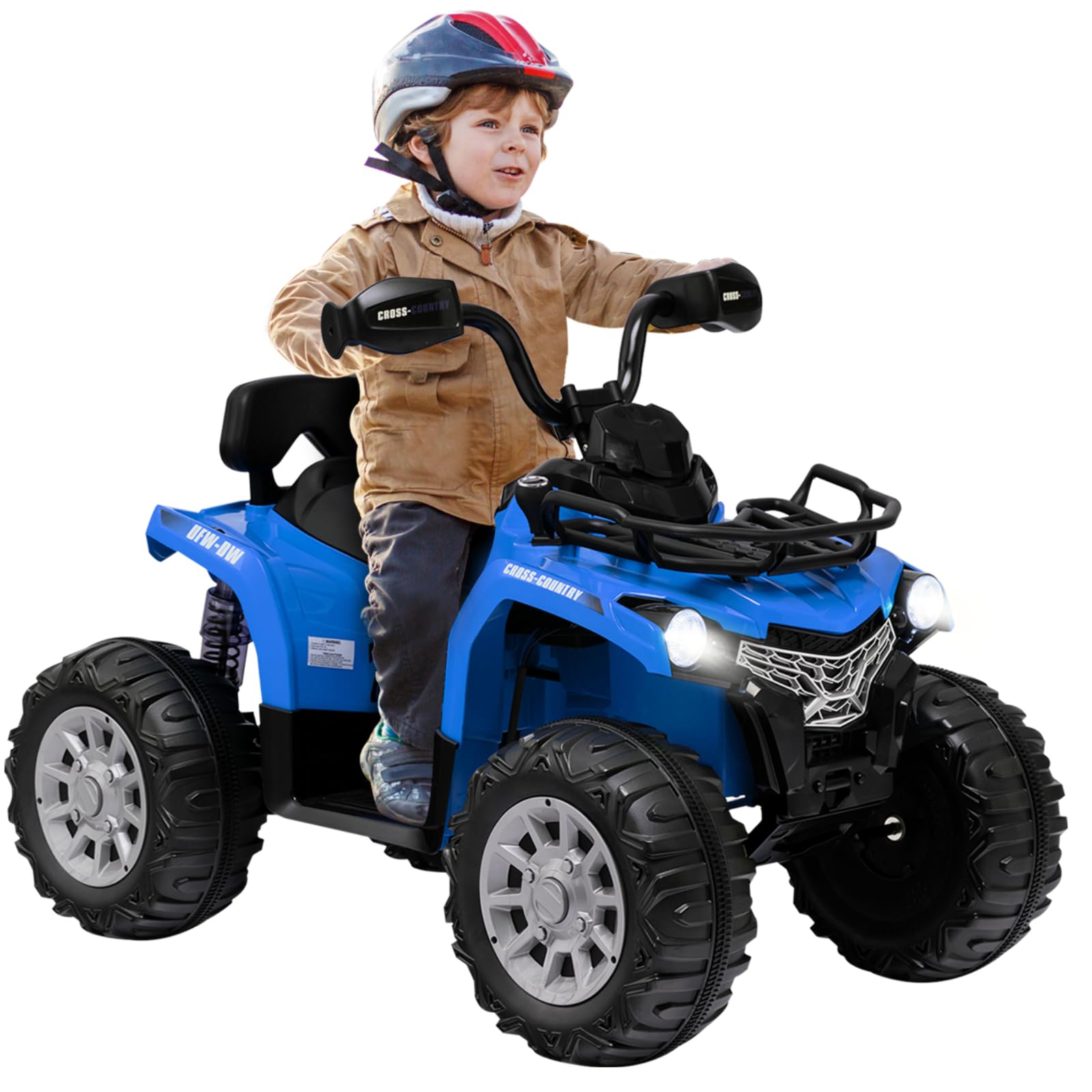 Maxmass 12V Electric Kids Quad Bike, Children Ride on ATV with Music, Lights, MP3, USB, Storage Basket, Forward and Backward, Battery Powered Electric Vehicle Toy Car for 3-8 Years Old (Blue)