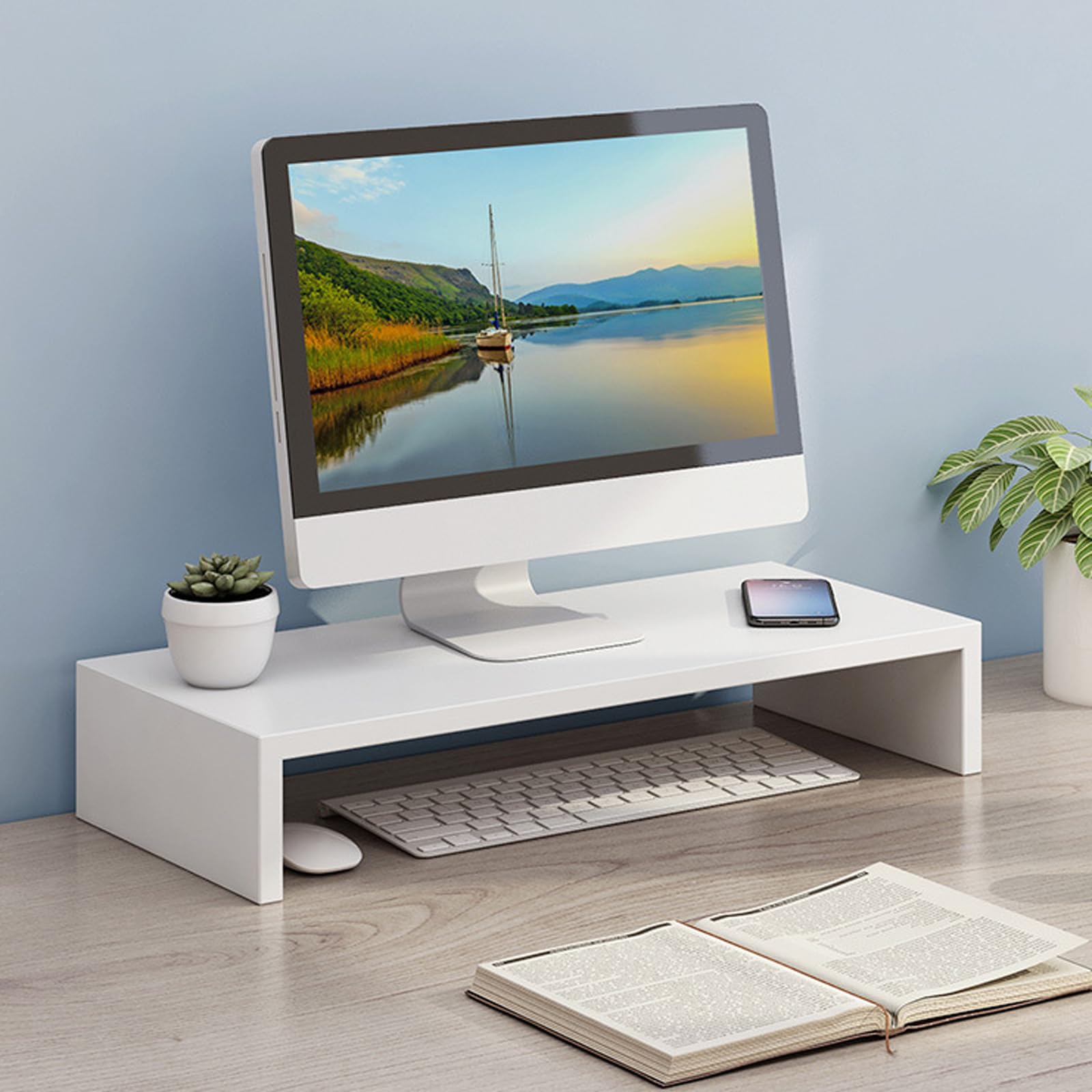 Supporto Monitor in Legno - Rialzo Ergonomico da Scrivania per PC Portatile, per Casa o Ufficio
