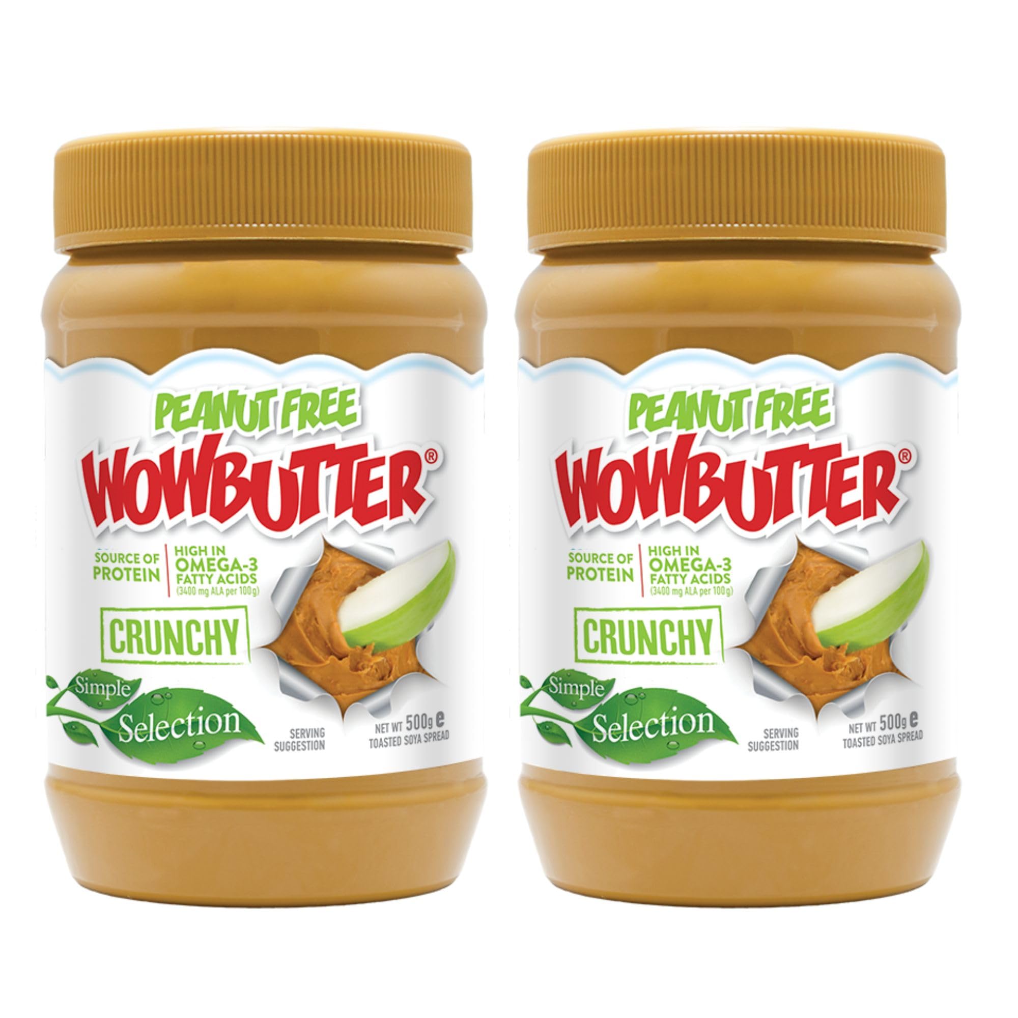 WowbutterCrunchy Toasted Soya Spread - Tastes Like Peanut Butter - Nut-Free, Vegan, Gluten Free, Halal & Kosher, Protein Spread - 7g Plant Protein, 1000mg Omega-3 per Serving (2)