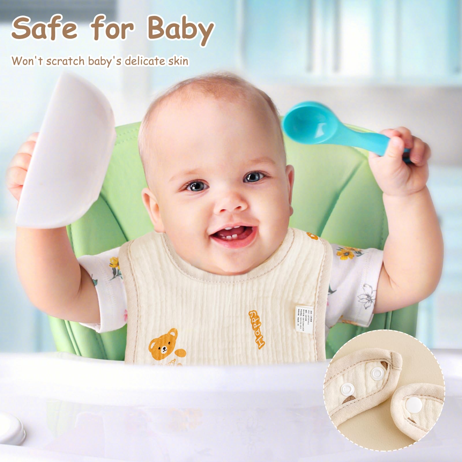 HEUIOP 10 PCS Newborn Bibs, Soft Cotton Baby Teething Bibs - Image 4