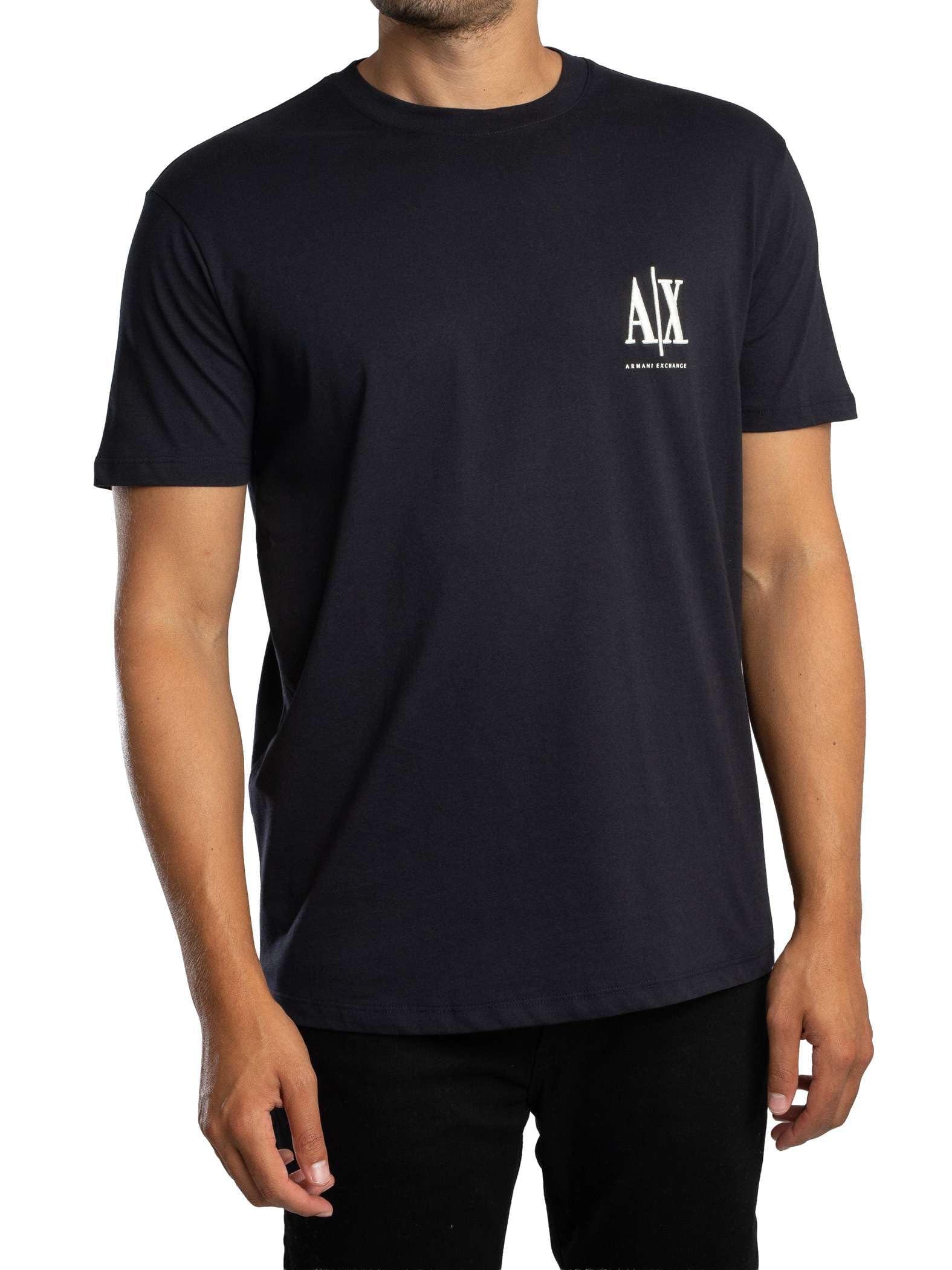 Armani Exchange Men's Short Sleeve Side Monogram Logo T-Shirt, Blue, XL