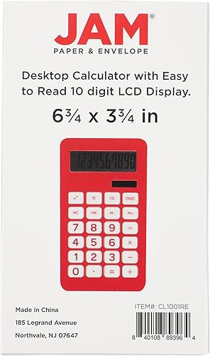 Miniatura 6 de JAM PAPER Calculadora de escritorio - Pantalla LCD de 10 dígitos - 3 34 x 6 34 pulgadas - Rojo - Se vende individualmente