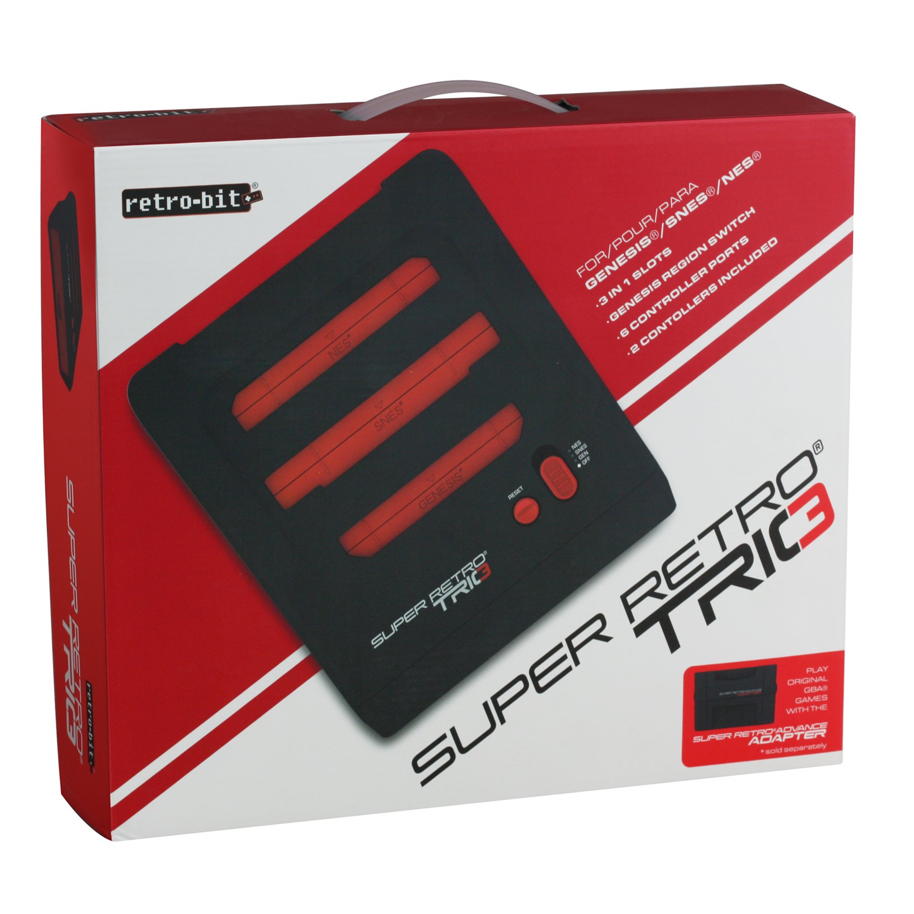 Retro Bit Super Retro Trio 3 in 1 Console Red/Black, NES/SNES/Mega Drive PAL Version (Electronic Games) - [Edizione: Regno Unito]
