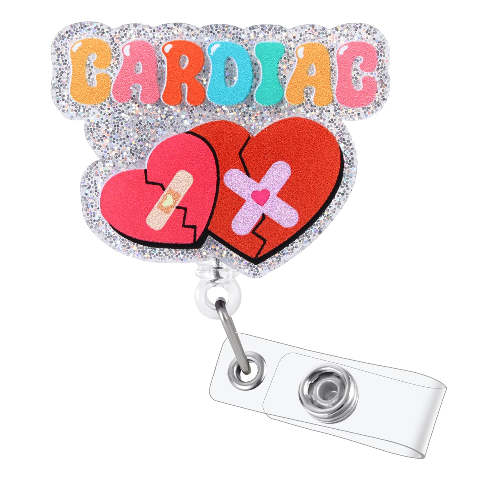 Funny Cardiology Badge Reel, Cardiac Retractable ID Card Badge Holder, Name Work Badge Clip for ICU NICU RN LPN CNA MA ER Night Shift Nurse Nursing