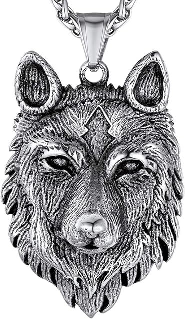 Richsteel Wolf Tooth/Head Pendant Stainless Steel Necklace For Men Women, Viking Style Protection Jewellery, Engraved Available, Send Gift Box