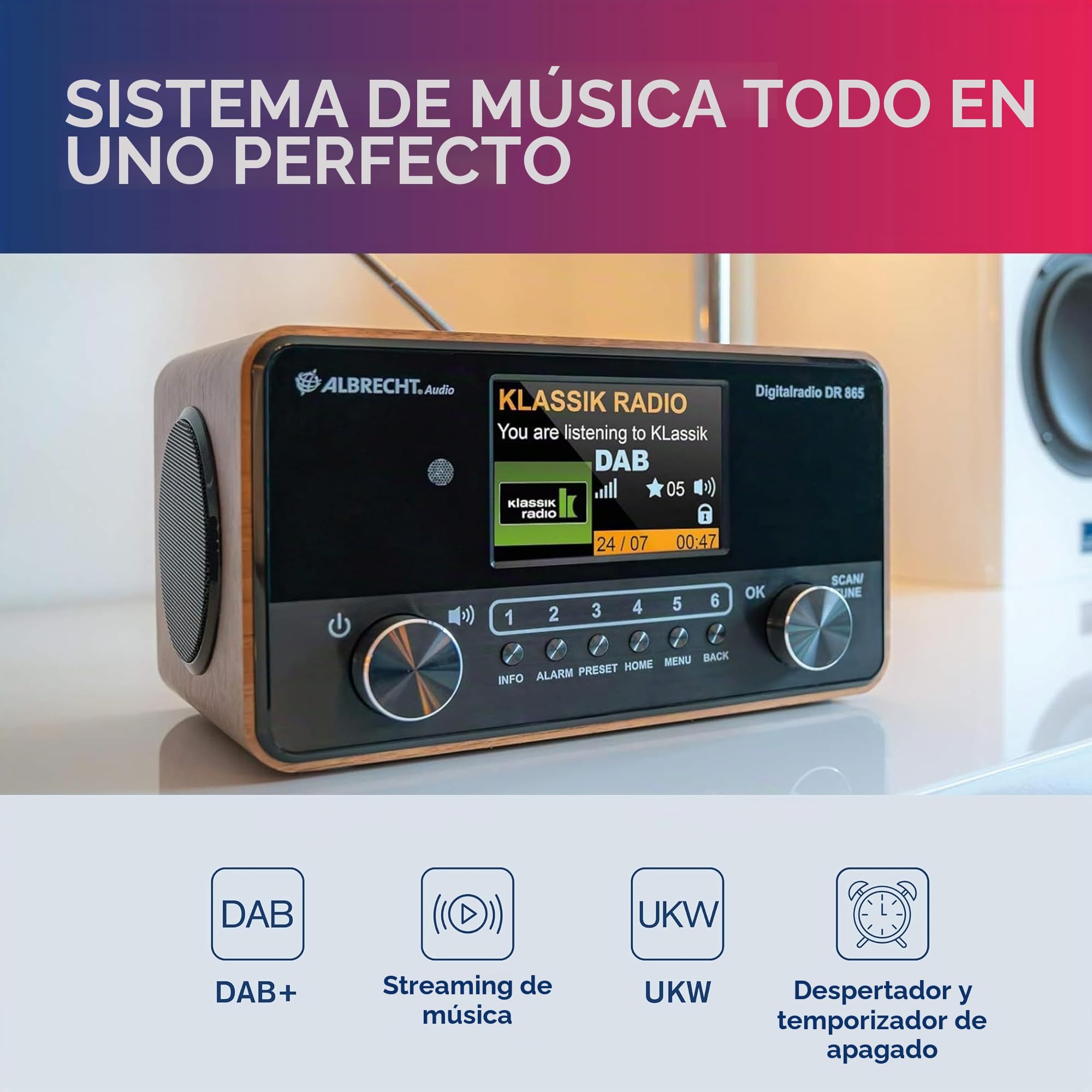 Albrecht DR 865 - Radio para Personas Mayores con Pantalla Grande de 4"