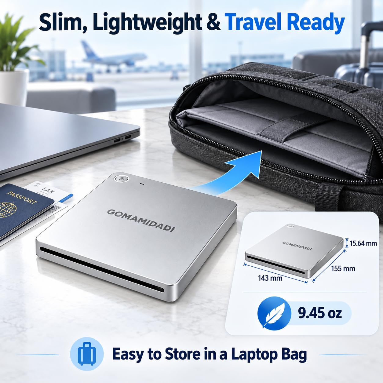 USB 3.0 & Typ-C Externes DVD-CD-Laufwerk, tragbarer Brenner und Leser für Laptop, PC, Mac, Windows 11/10/8/7, Plug & Play, leichtes Design für Zuhause, Büro und Reisen