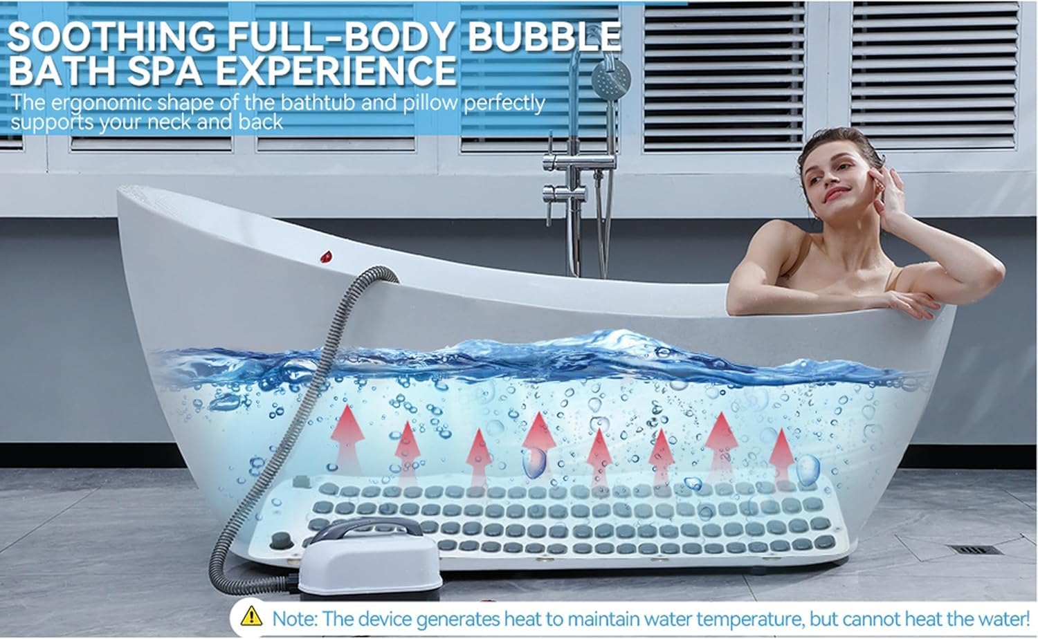 Alfombrilla de baño de masaje con almohada inflable, diseño antideslizante y control remoto, máquina de burbujas de spa para relajarse y aflojar los músculos tensos