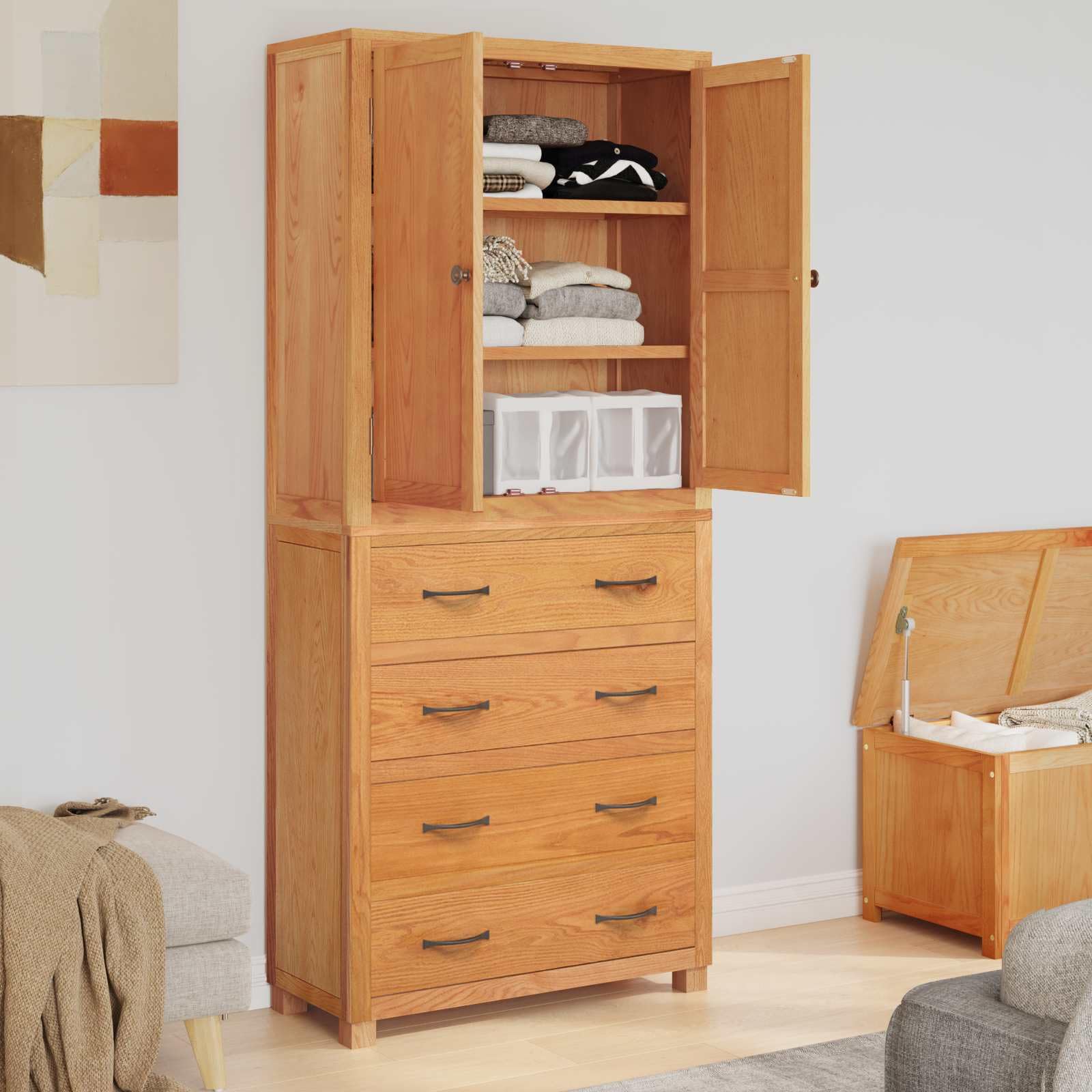 Generisch AufbewahrungsMöbel-Set mit Schubladen Braun Holzwerkstoff,Möbel,Schränke,3328627